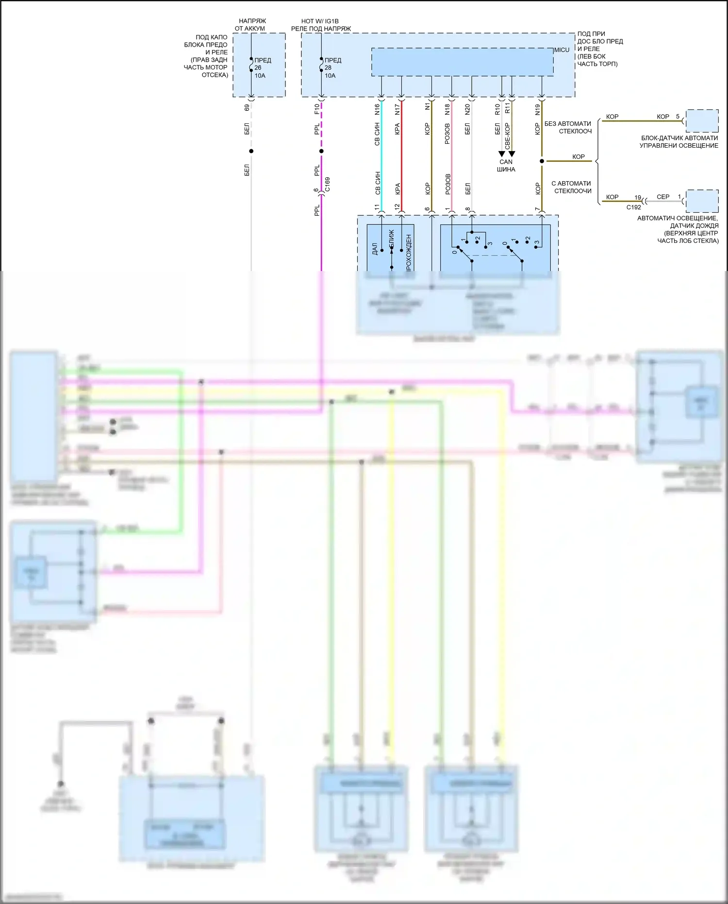 Pilot Honda III рестайлинг (2018-2022): Электросхема корректора фар 