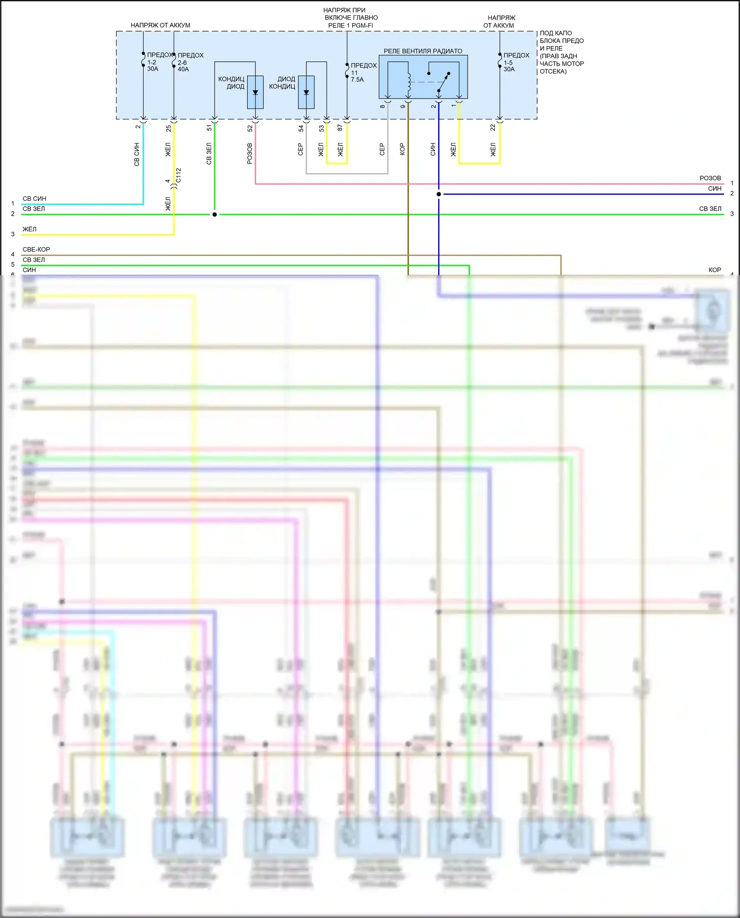 Pilot Honda III рестайлинг (2018-2022): Электросхема ручного кондиционера (2 из 3) 