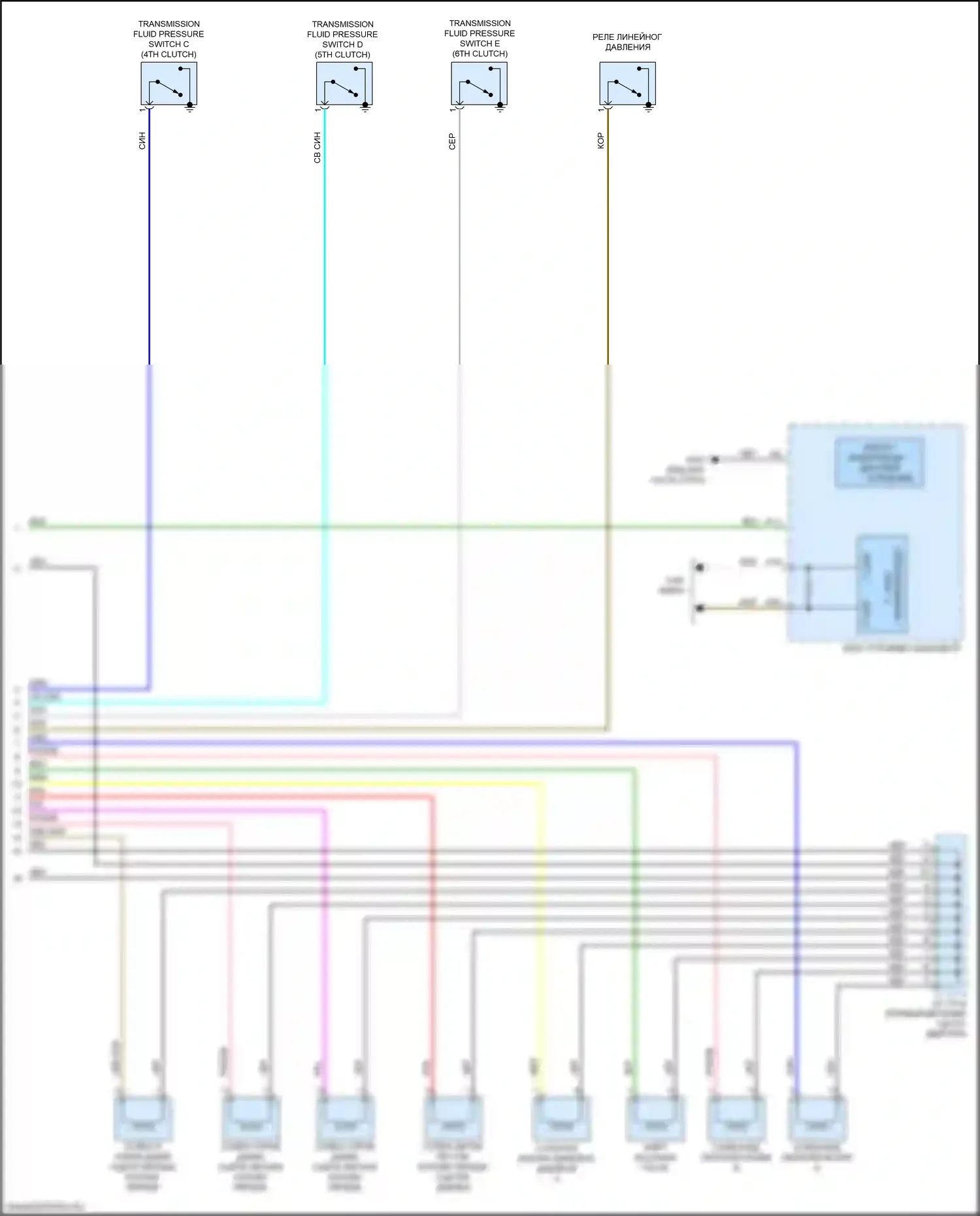 Pilot Honda III рестайлинг (2018-2022): Электросхема автоматической коробки передач, 6-ступенчатая автоматическая коробка передач (3 из 3) 