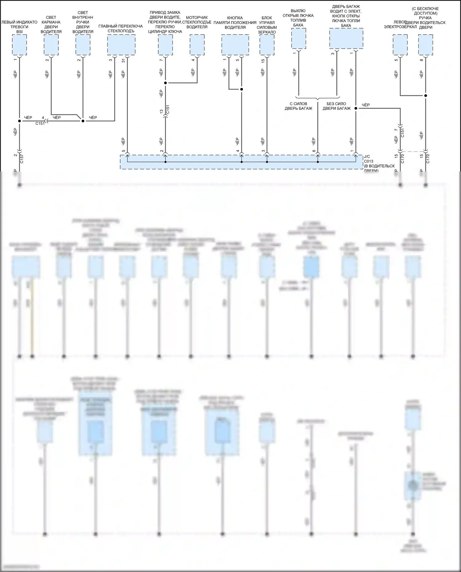 Pilot Honda III рестайлинг (2018-2022): Электросхема разводки массы, без автоматического останова на холостом ходу (3 из 6) 