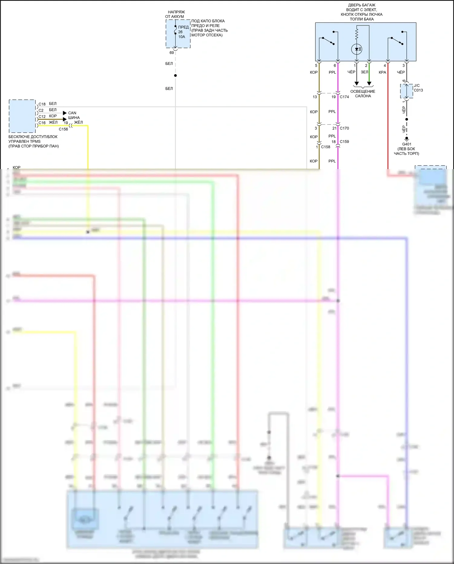Pilot Honda III (2015-2018): Электросхема силовой двери багажника (2 из 2) 