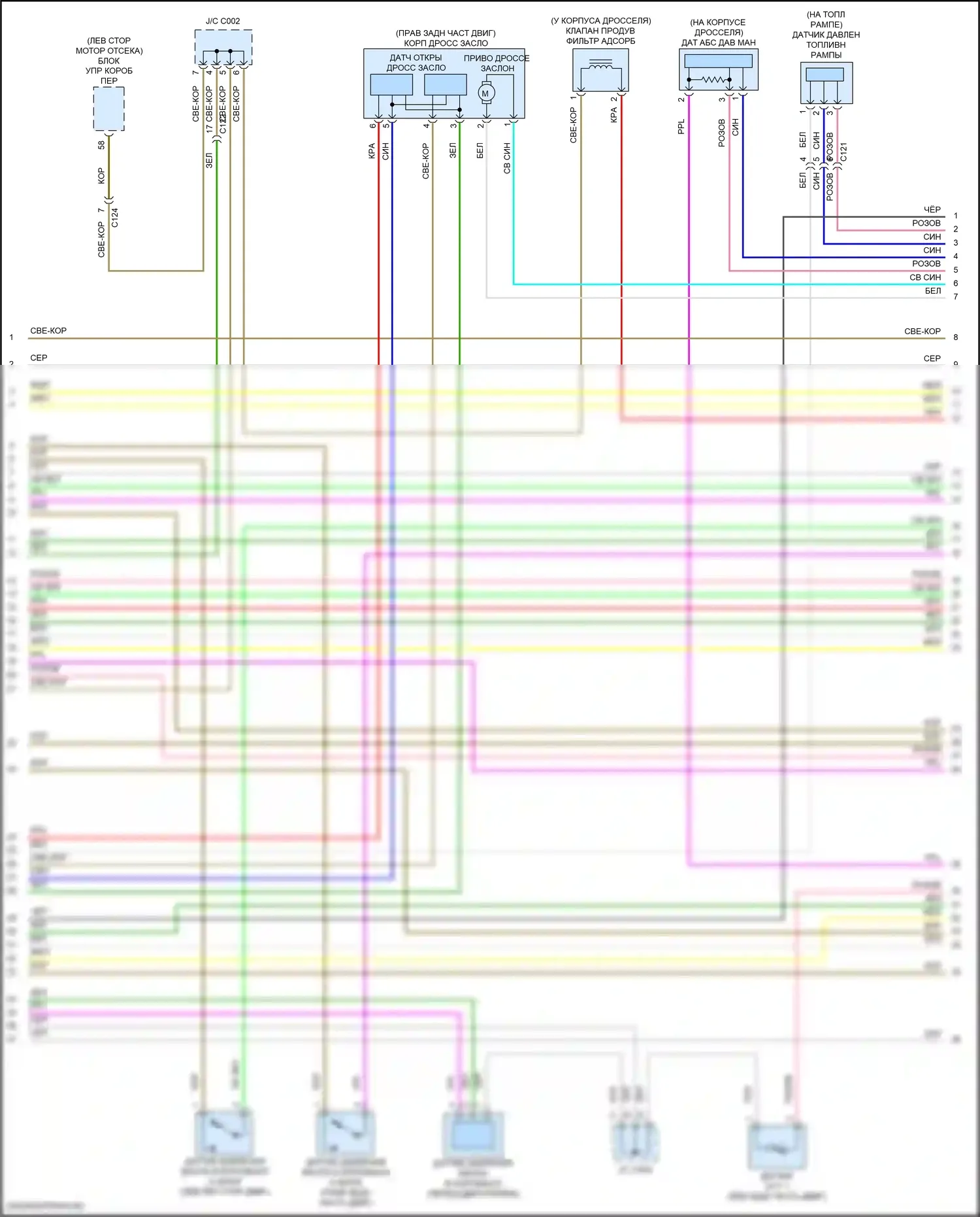 Pilot Honda III (2015-2018): Электросхема двигателя 3.5л, 9-ступенчатая автоматическая коробка передач (7 из 8) 