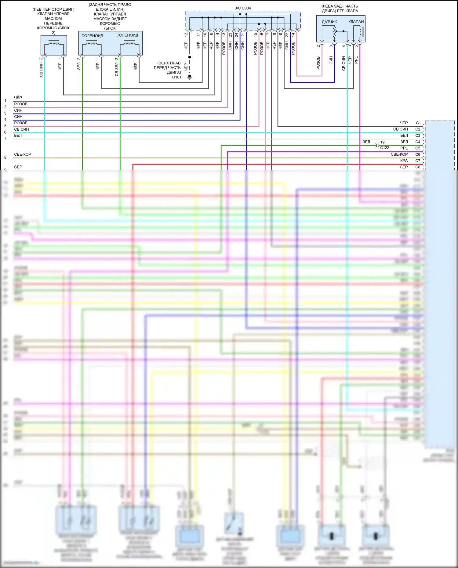 Pilot Honda III (2015-2018): Электросхема двигателя 3.5л, 9-ступенчатая автоматическая коробка передач (8 из 8) 