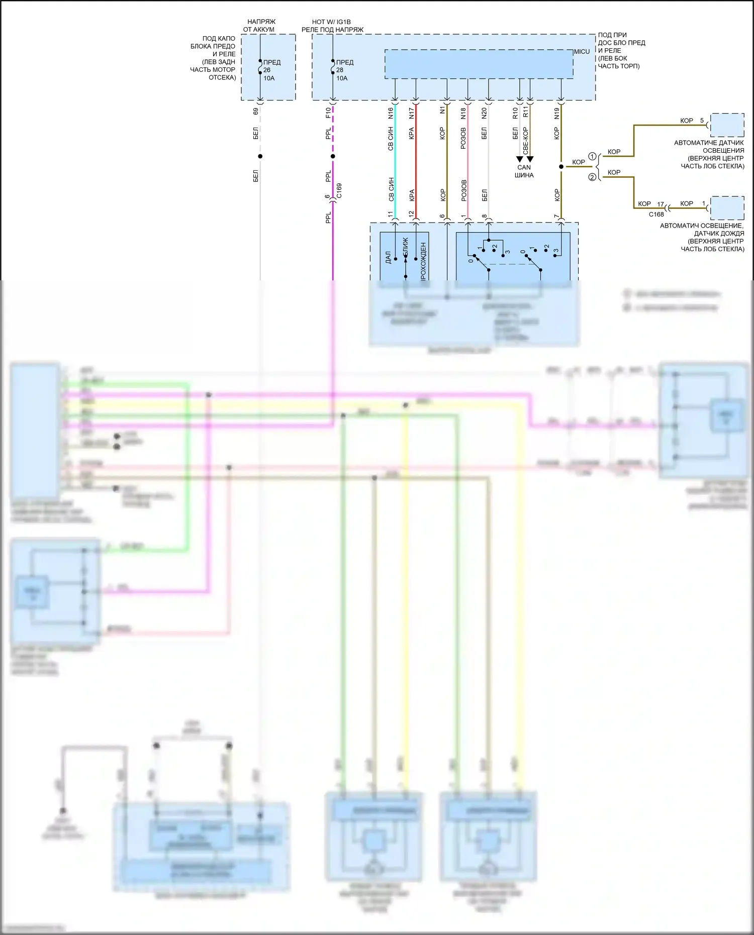 Pilot Honda III (2015-2018): Электросхема корректора фар 