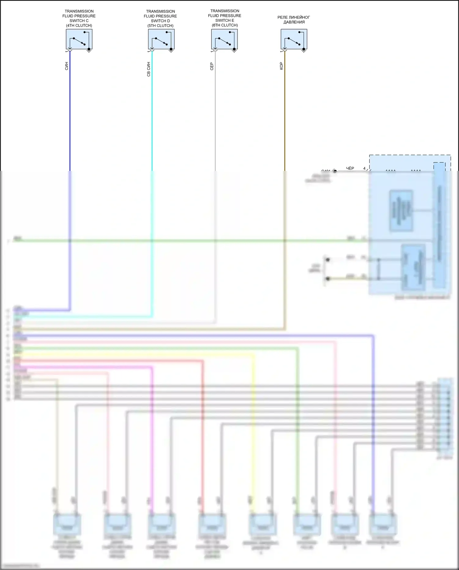 Pilot Honda III (2015-2018): Электросхема автоматической коробки передач, 6-ступенчатая автоматическая коробка передач (3 из 3) 