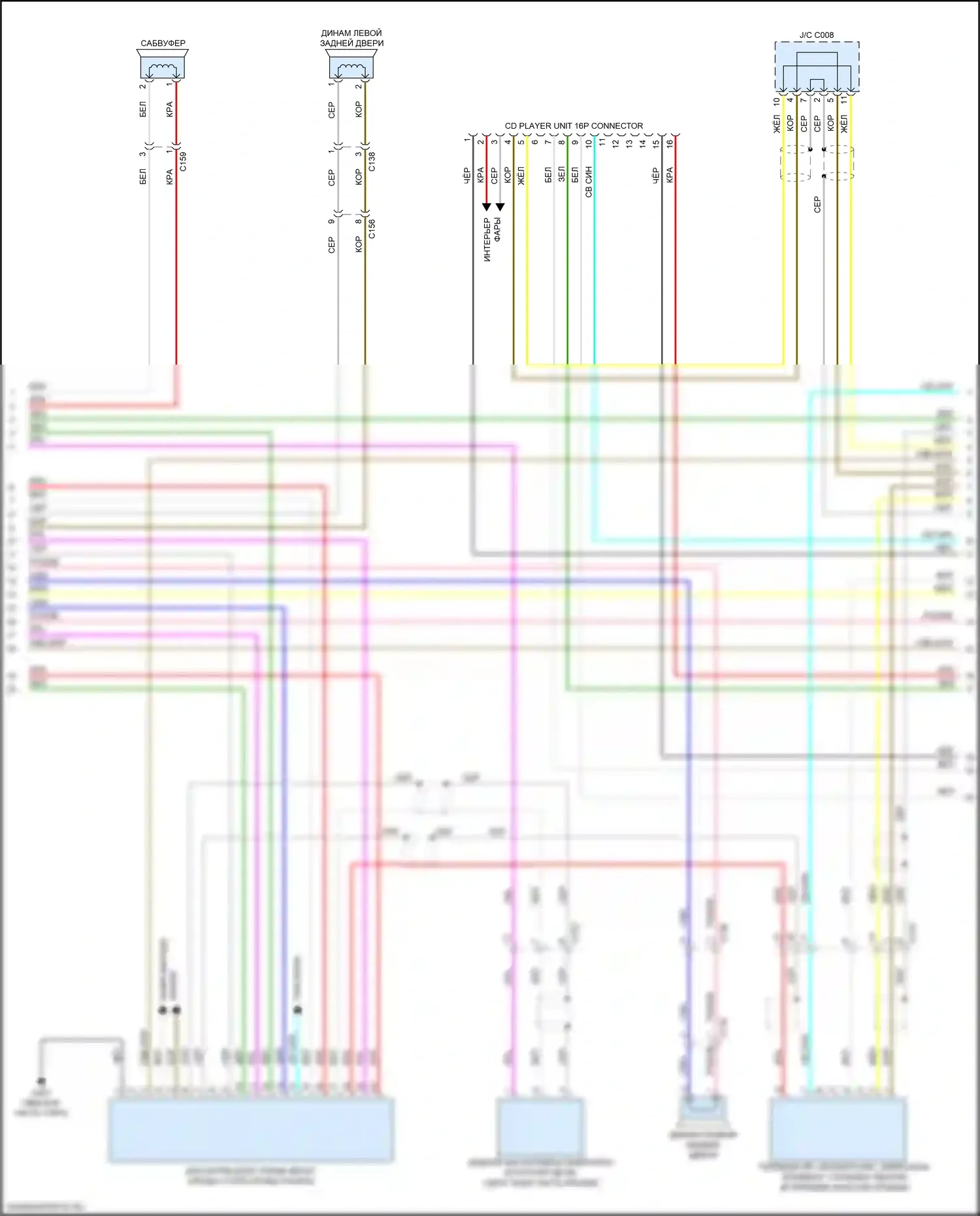 Pilot Honda III (2015-2018): Электросхема магнитолы, без навигации, с цветным аудио типом (2 из 3) 
