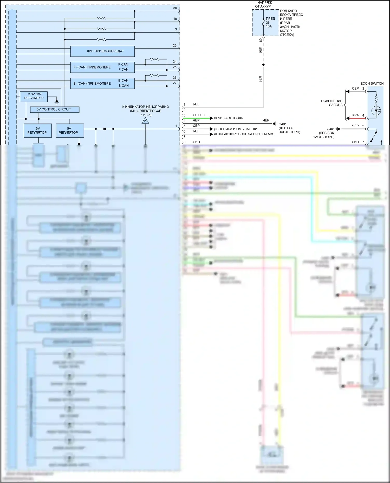 Pilot Honda III (2015-2018): Электросхема приборной панели (1 из 3) 