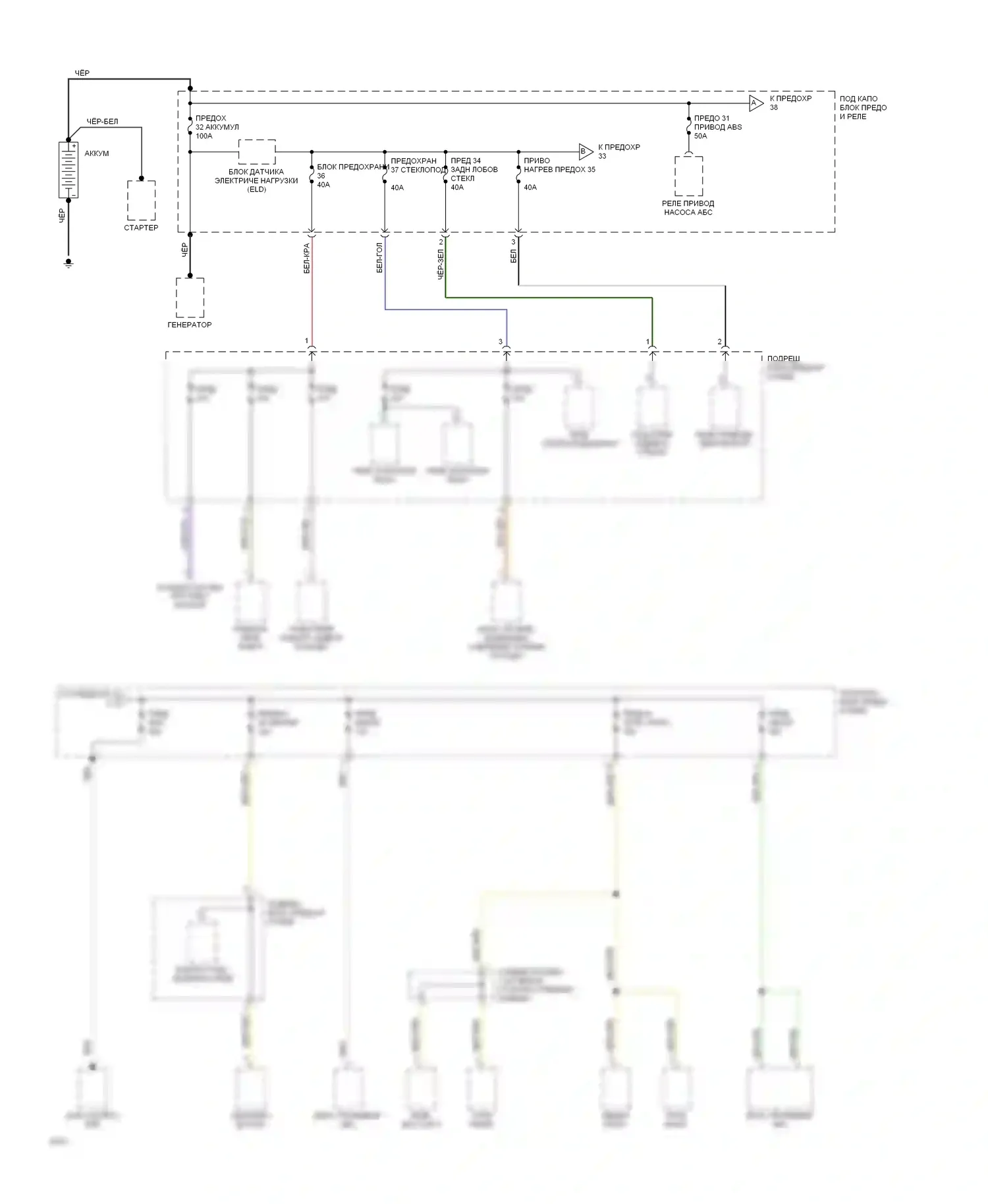 Prelude Honda IV (1992-1996): Электросхема блока предохранителей реле (1 из 5) 