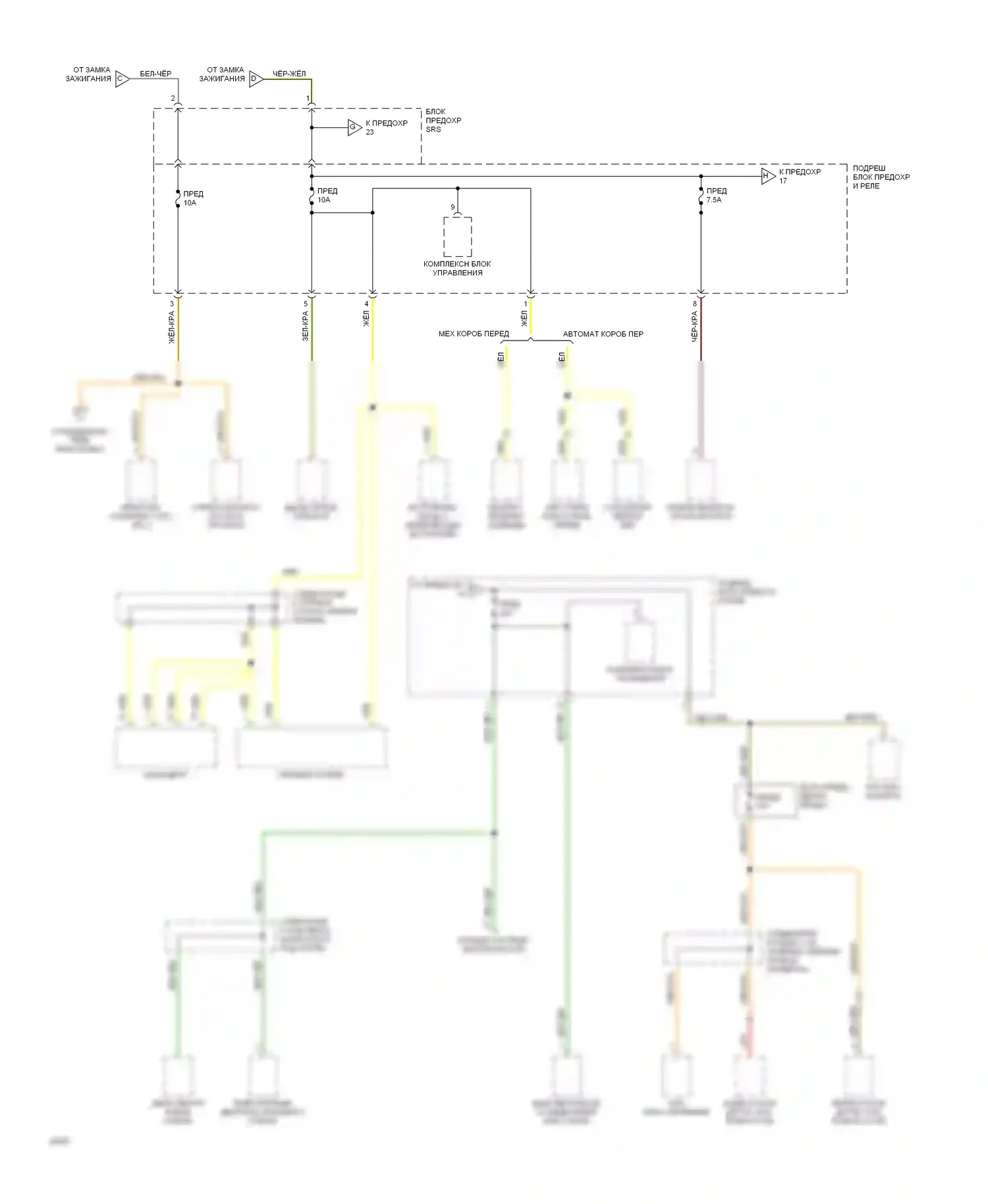 Prelude Honda IV (1992-1996): Электросхема блока предохранителей реле (4 из 5) 