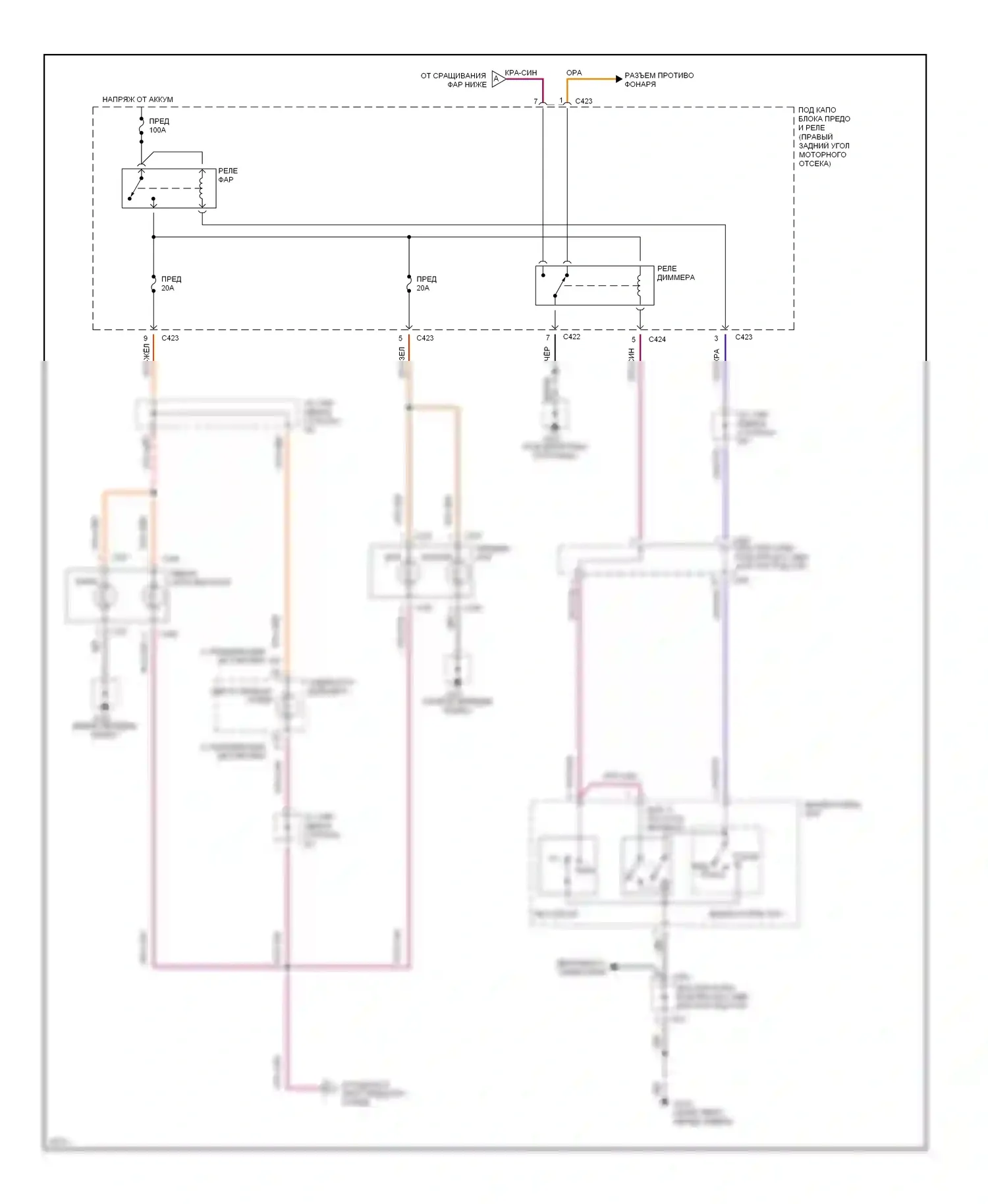 Prelude Honda IV (1992-1996): Электросхема фар, без дрели 