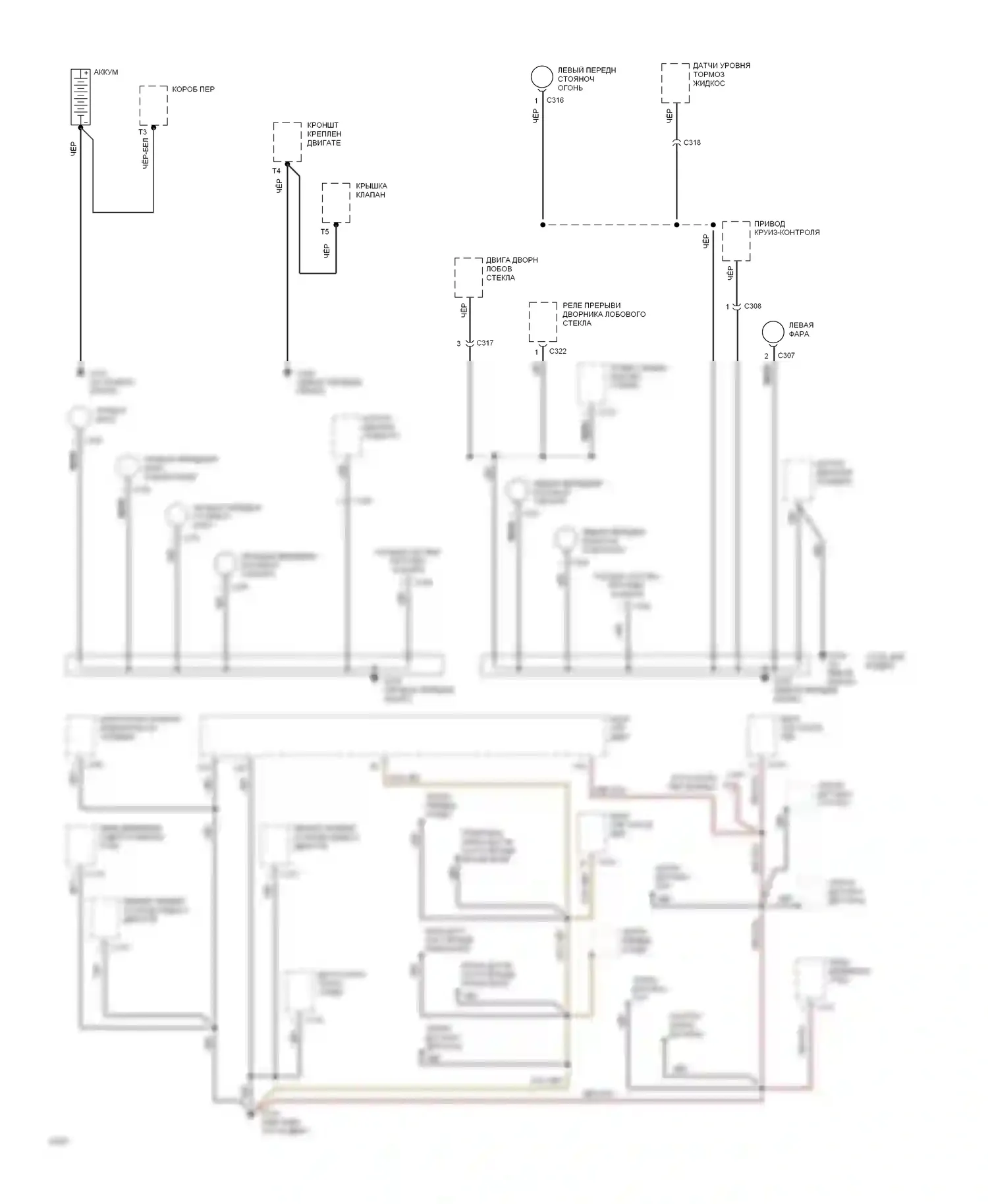 Prelude Honda IV (1992-1996): Электросхема точек подключения масс (1 из 4) 