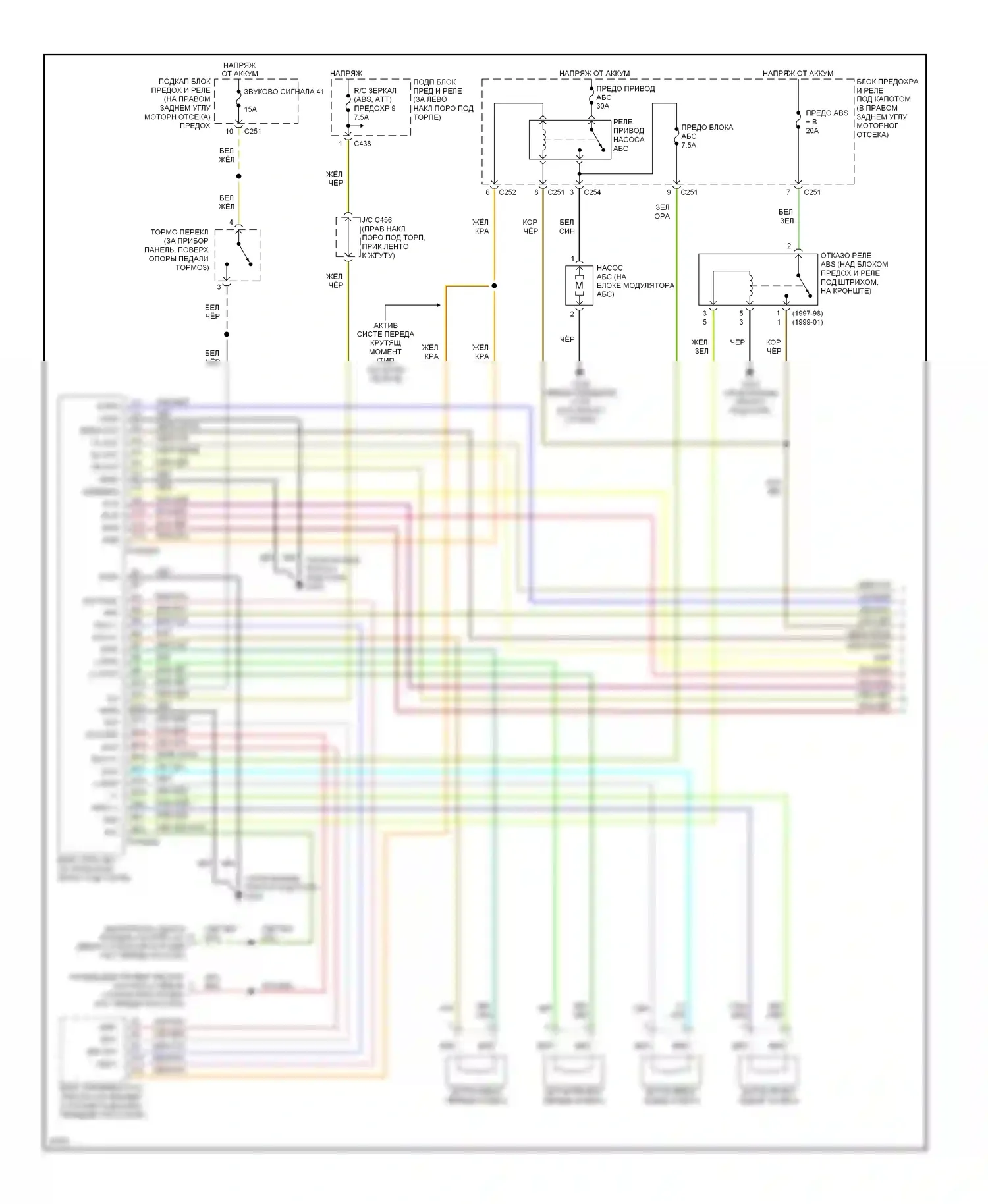 Prelude Honda V (1996-2001): Электросхемы антиблокировочной системы abs (1 из 2) 