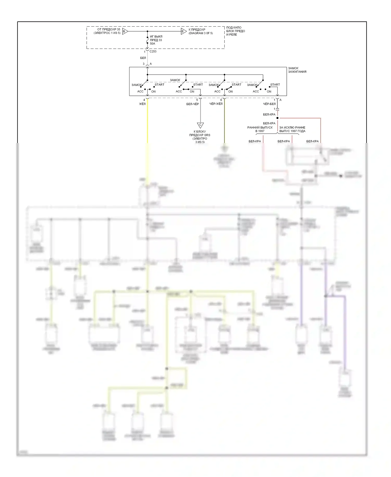 Prelude Honda V (1996-2001): Электросхема блока предохранителей реле (2 из 5) 