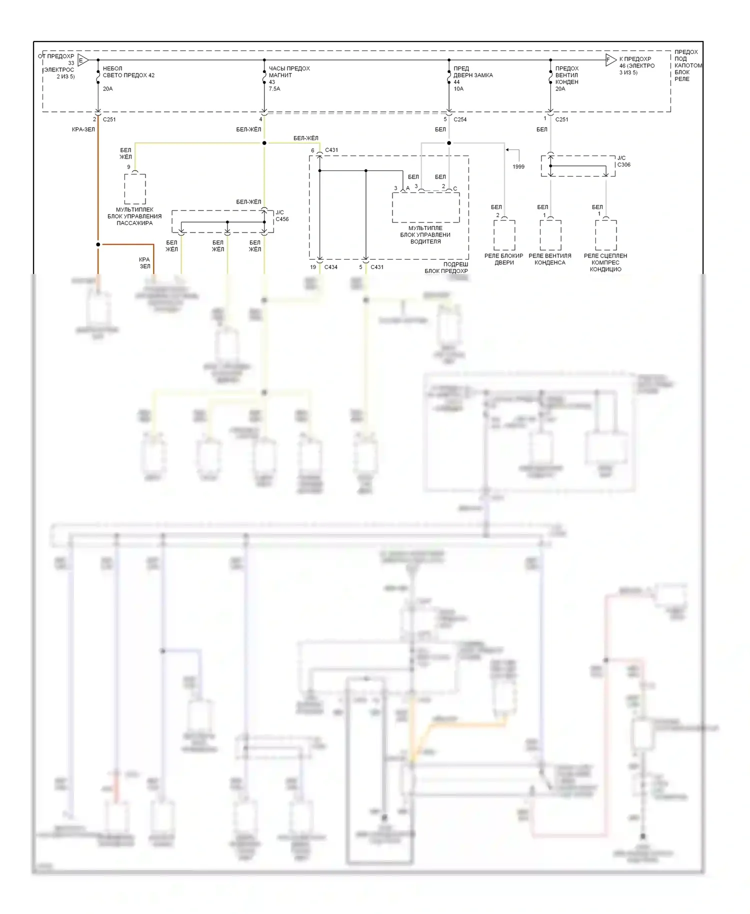 Prelude Honda V (1996-2001): Электросхема блока предохранителей реле (3 из 5) 