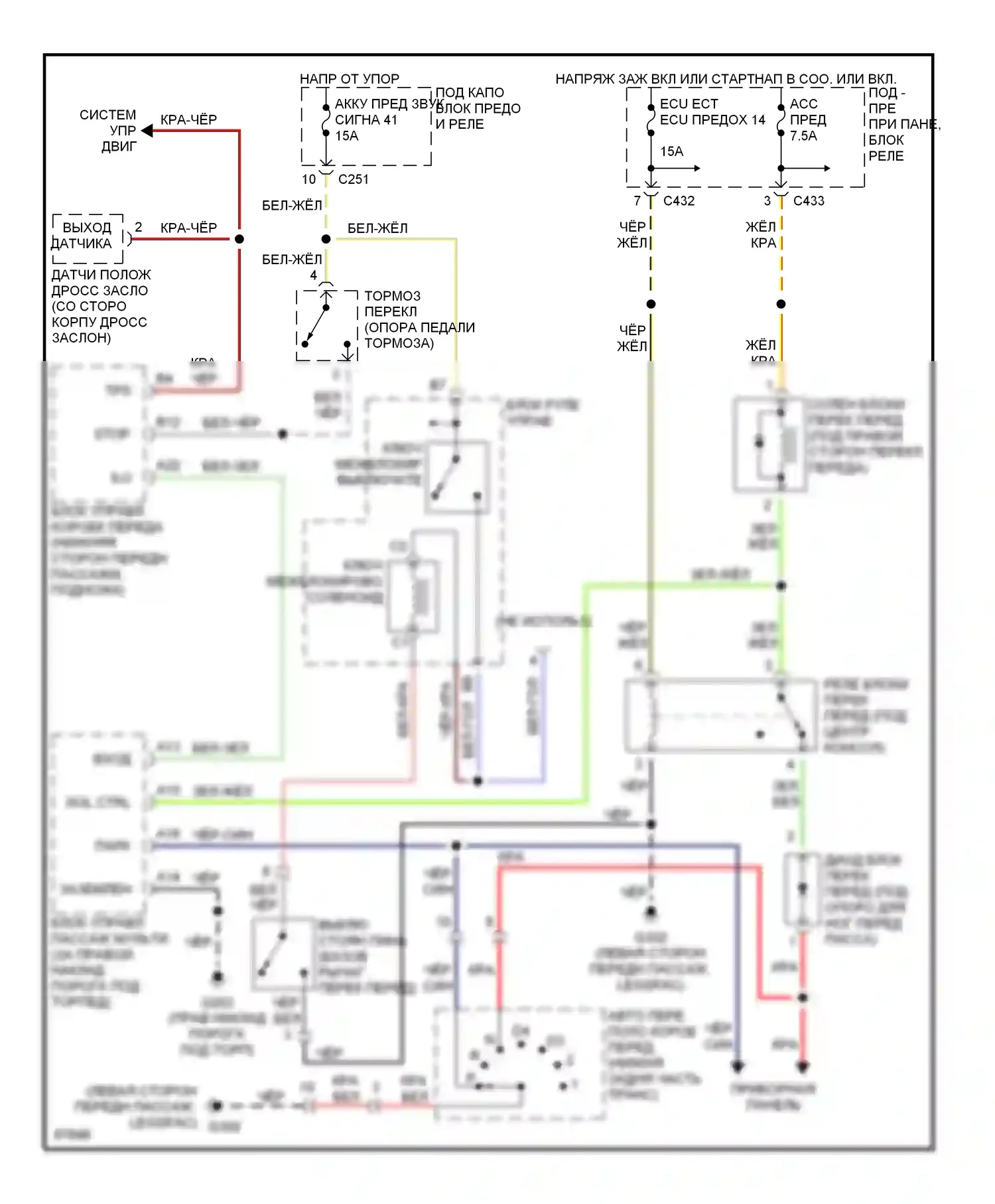 Prelude Honda V (1996-2001): Электросхема блокировки селектора 
