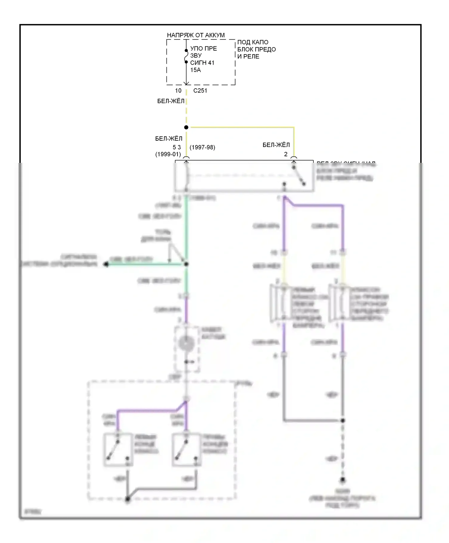Prelude Honda V (1996-2001): Электросхема клаксона 
