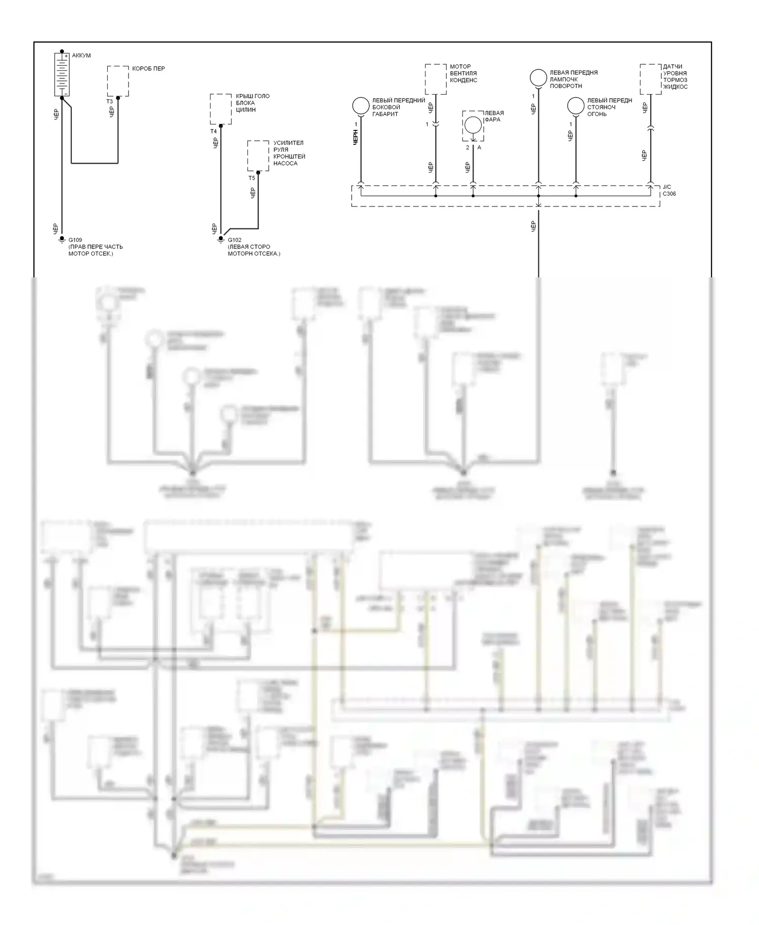 Prelude Honda V (1996-2001): Электросхема точек подключения масс (1 из 4) 
