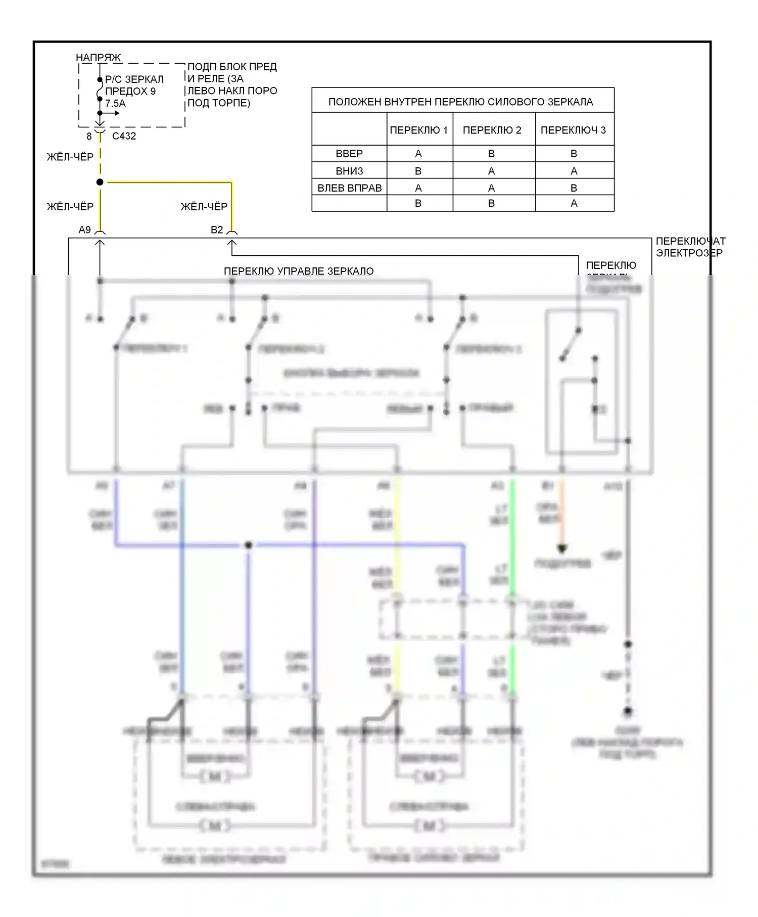 Prelude Honda V (1996-2001): Электросхема зеркала питания, канада 