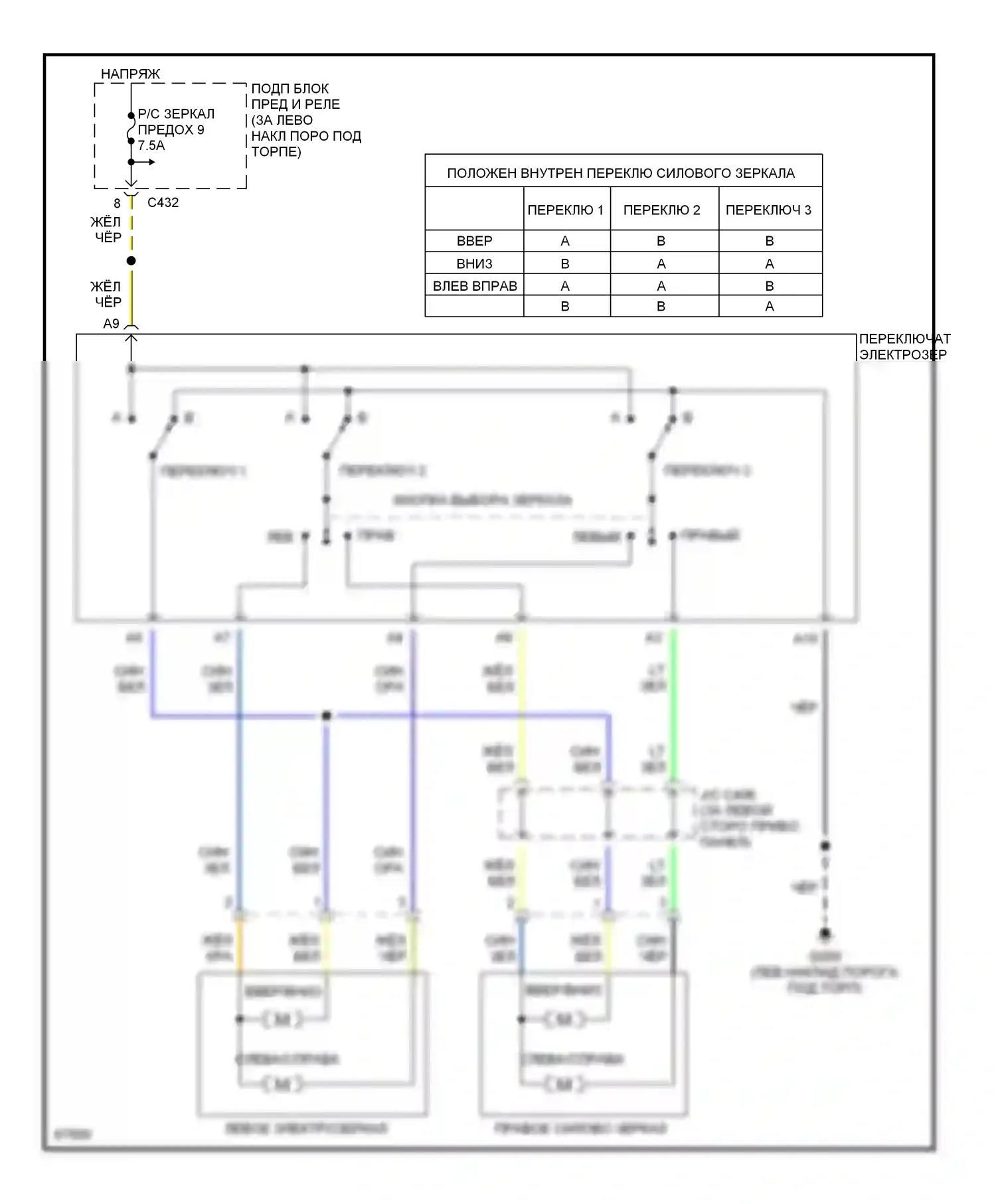 Prelude Honda V (1996-2001): Электросхема зеркала питания, сша 