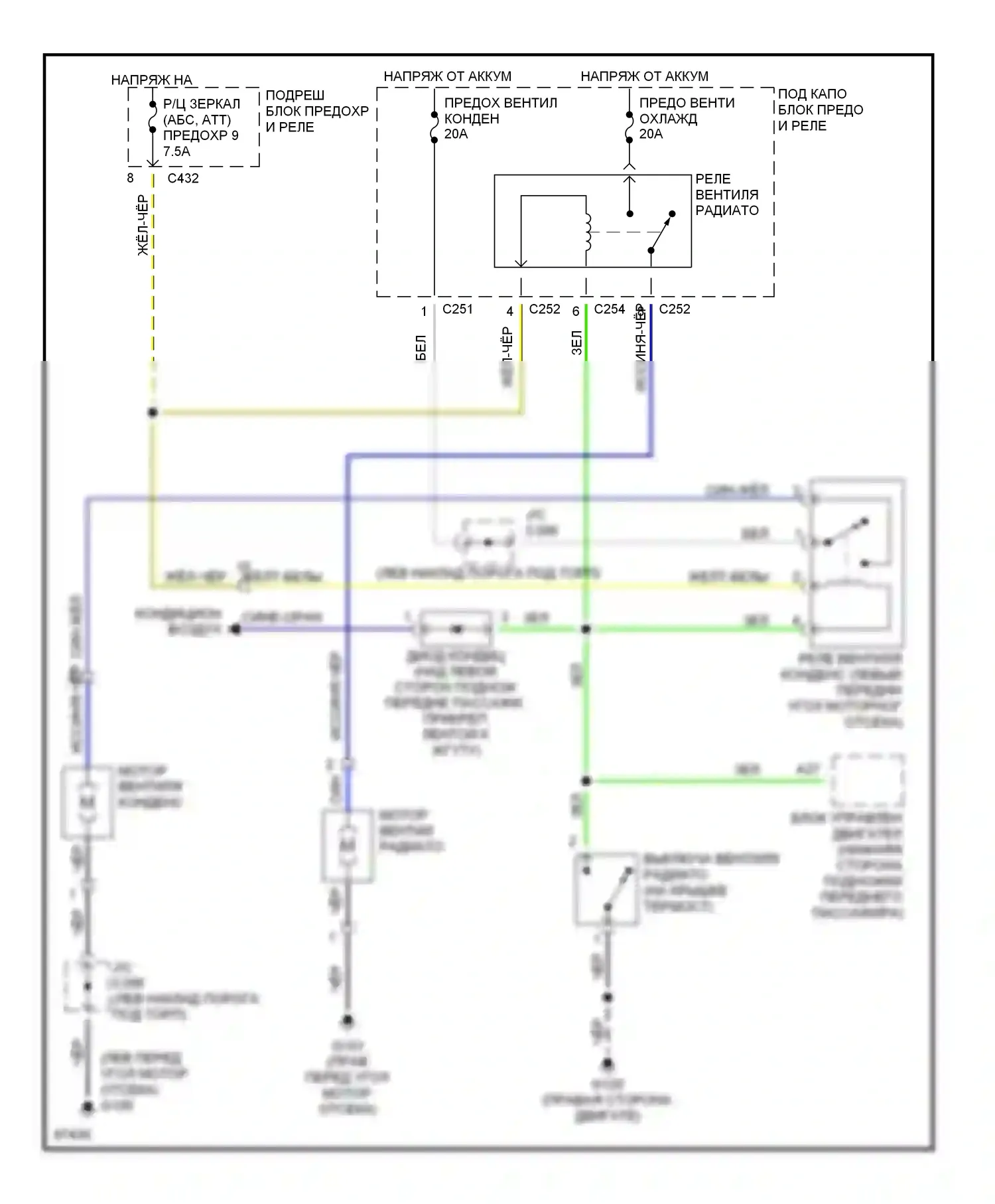 Prelude Honda V (1996-2001): Электросхема вентилятора охлаждения 