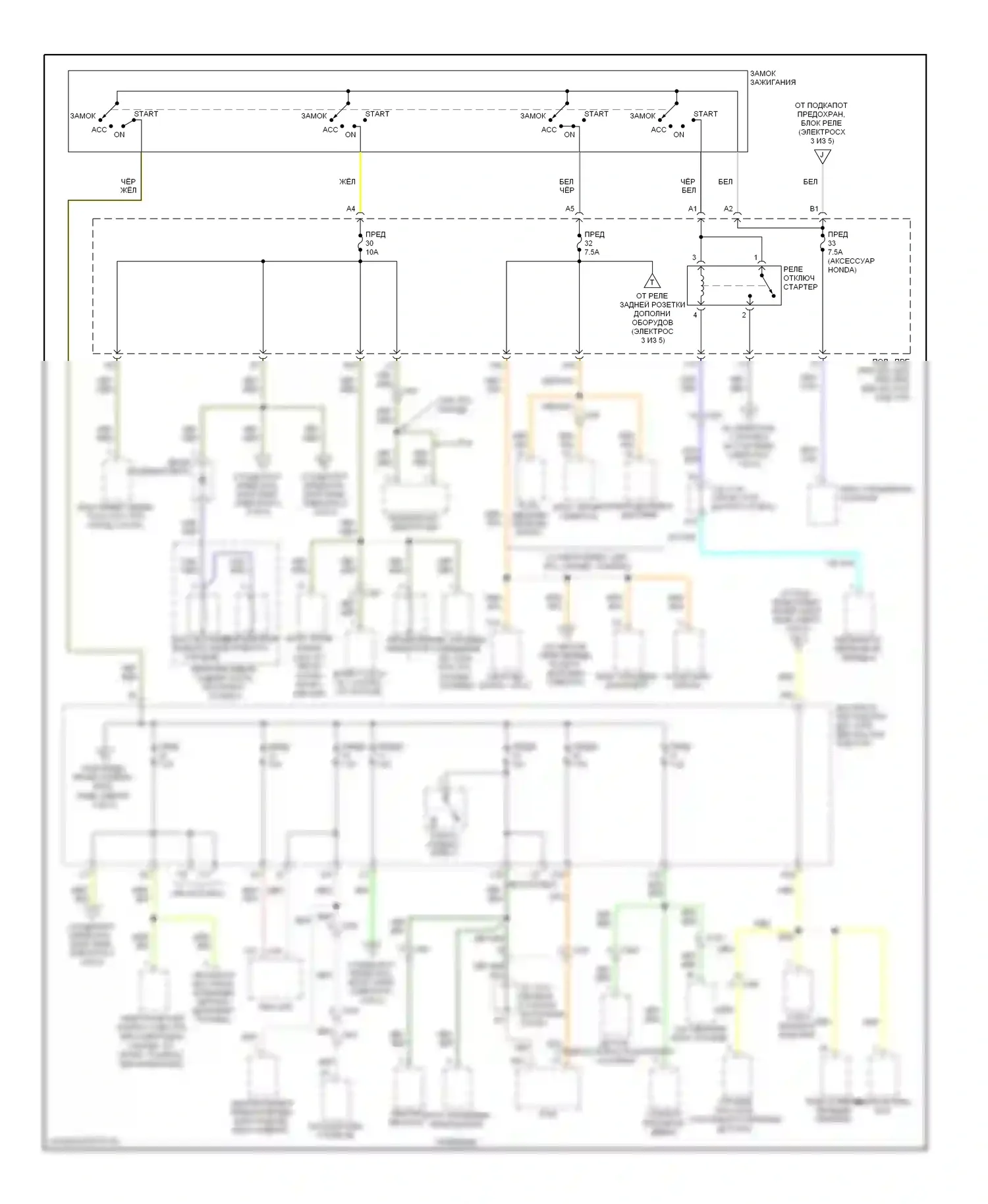 Ridgeline Honda I рестайлинг (2009-2014): Электросхема блока предохранителей реле (5 из 5) 
