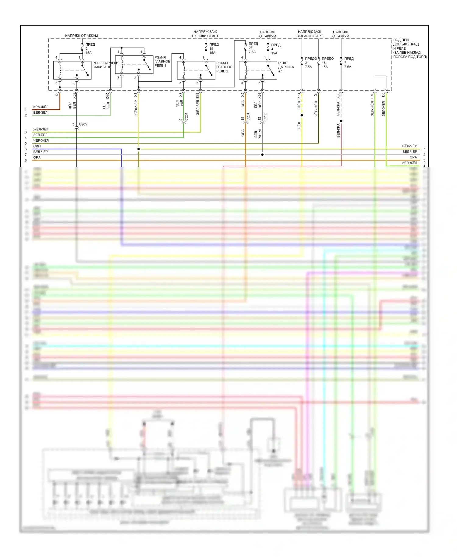 Ridgeline Honda I рестайлинг (2009-2014): Электросхема двигателя 3.5l (3 из 7) 