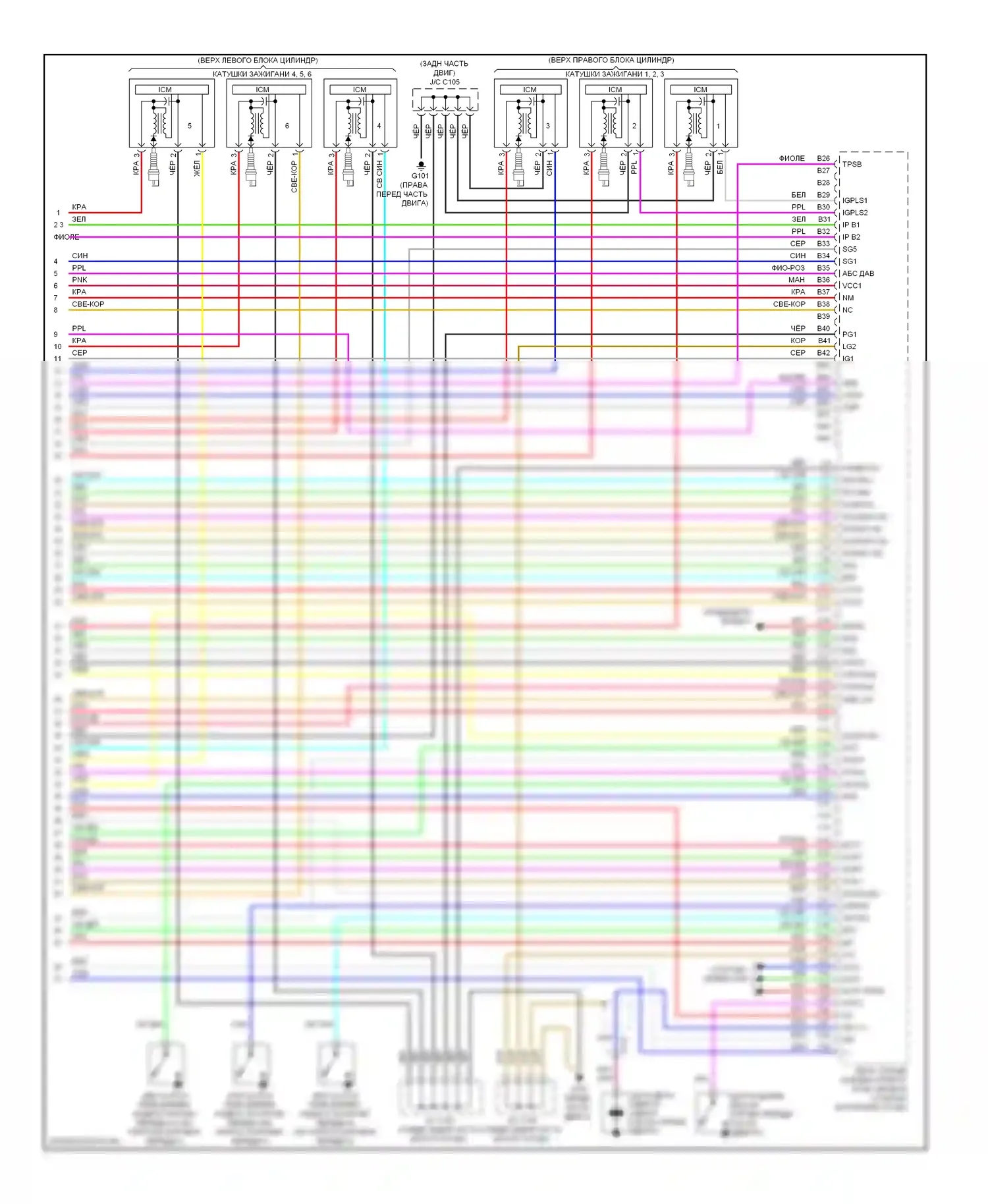 Ridgeline Honda I рестайлинг (2009-2014): Электросхема двигателя 3.5l (7 из 7) 