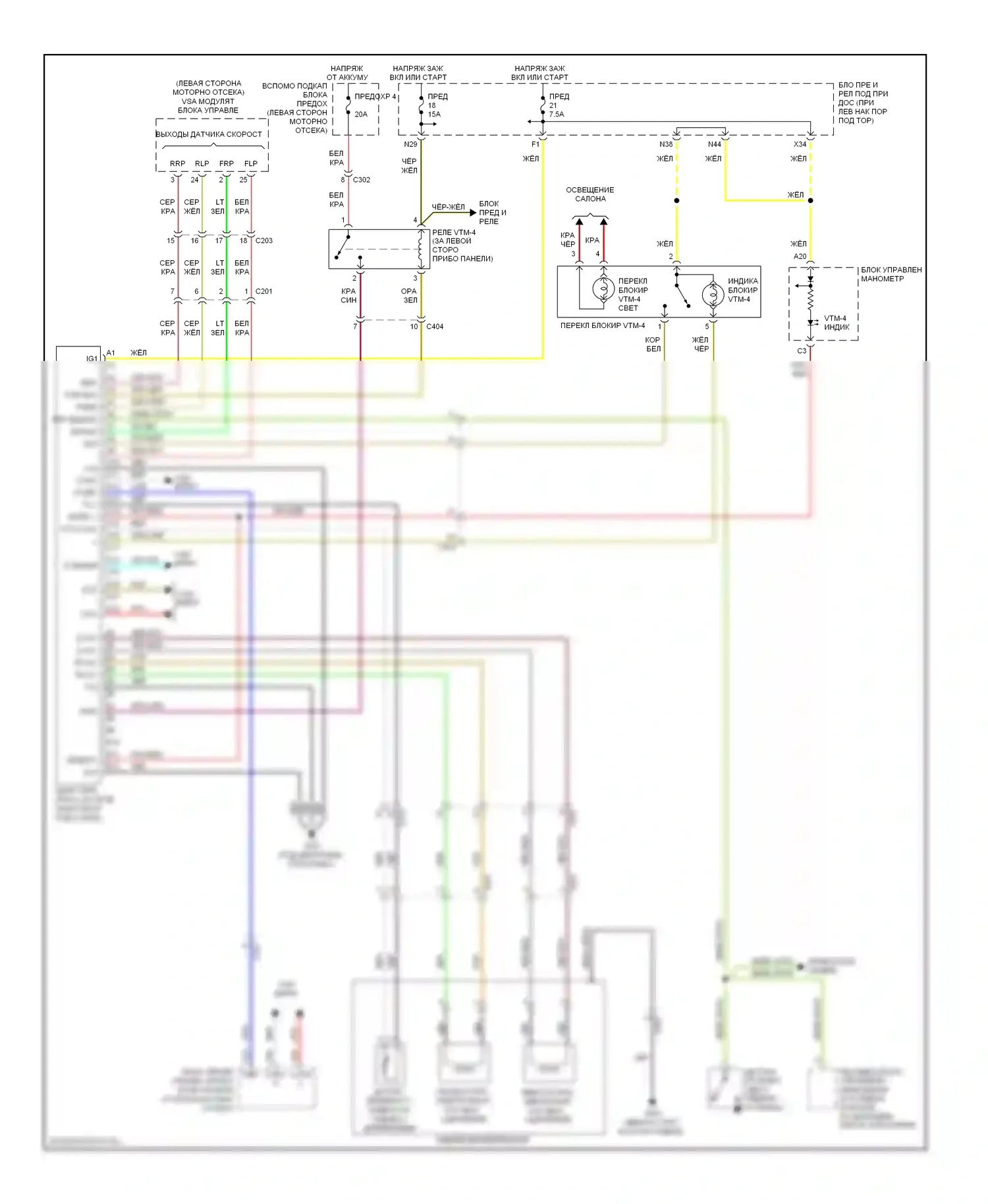 Ridgeline Honda I рестайлинг (2009-2014): Электросхема 4wd 