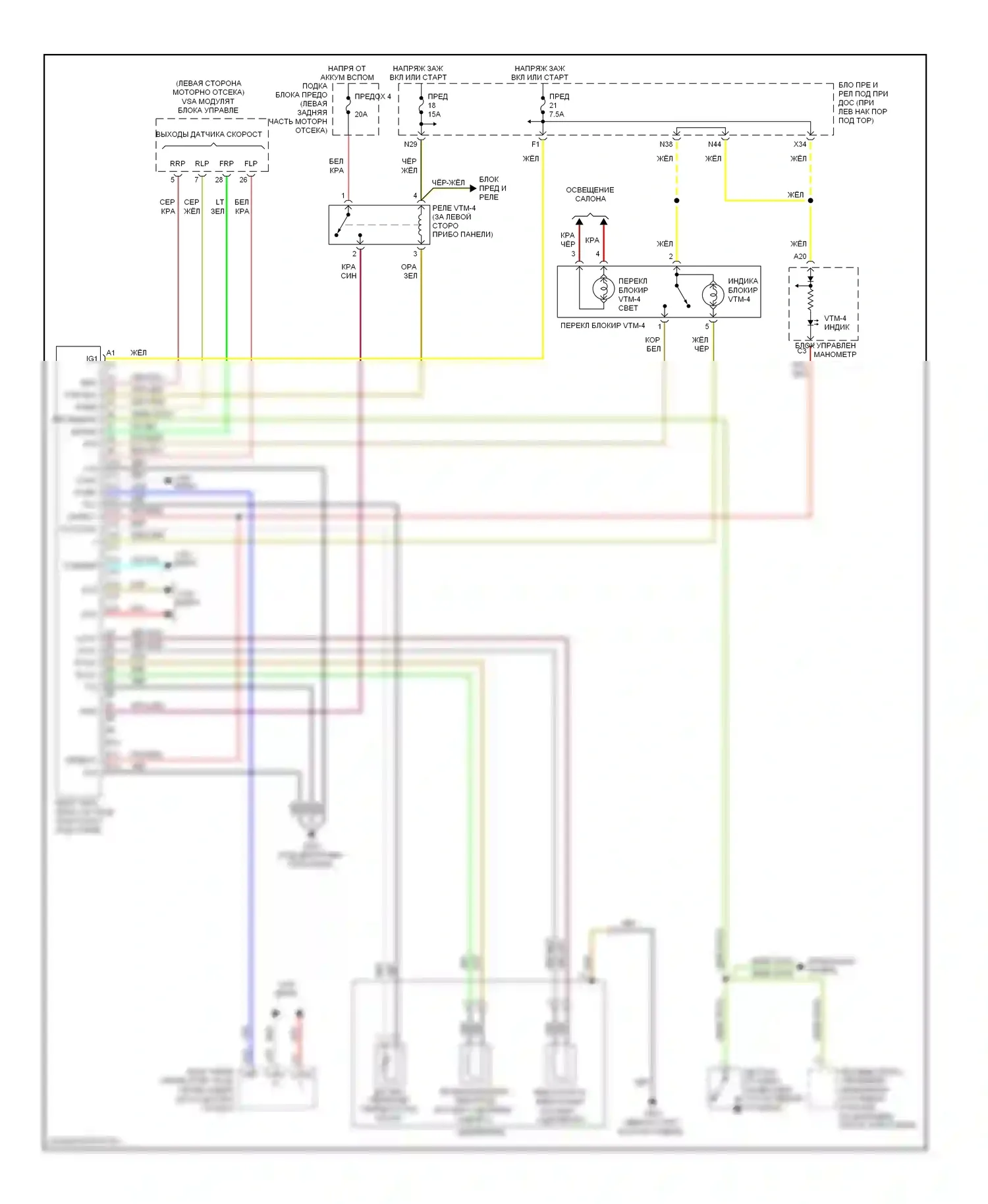 Ridgeline Honda I (2004-2009): Электросхема 4wd 