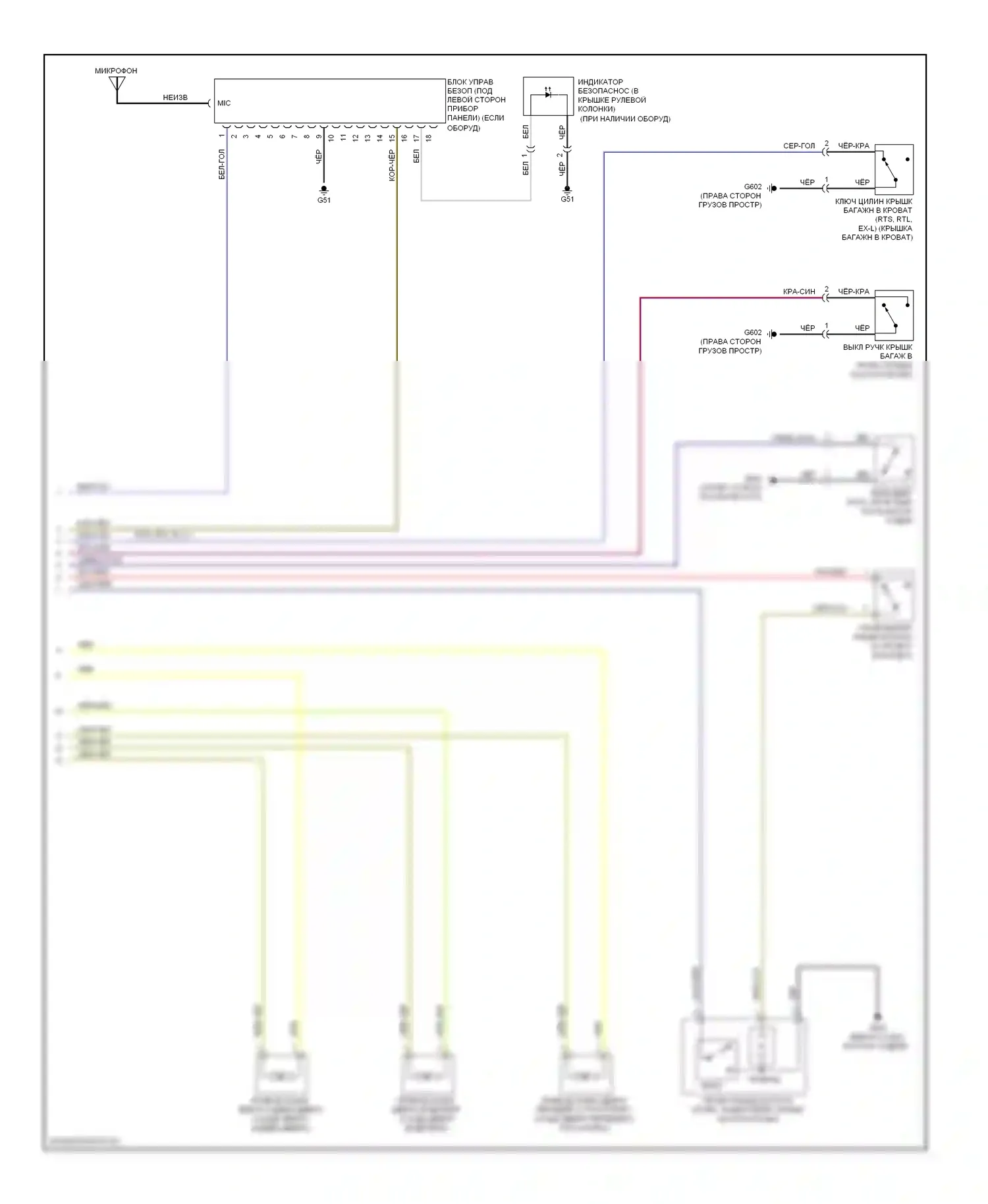 Ridgeline Honda I (2004-2009): Электросхема центрального замка (3 из 3) 