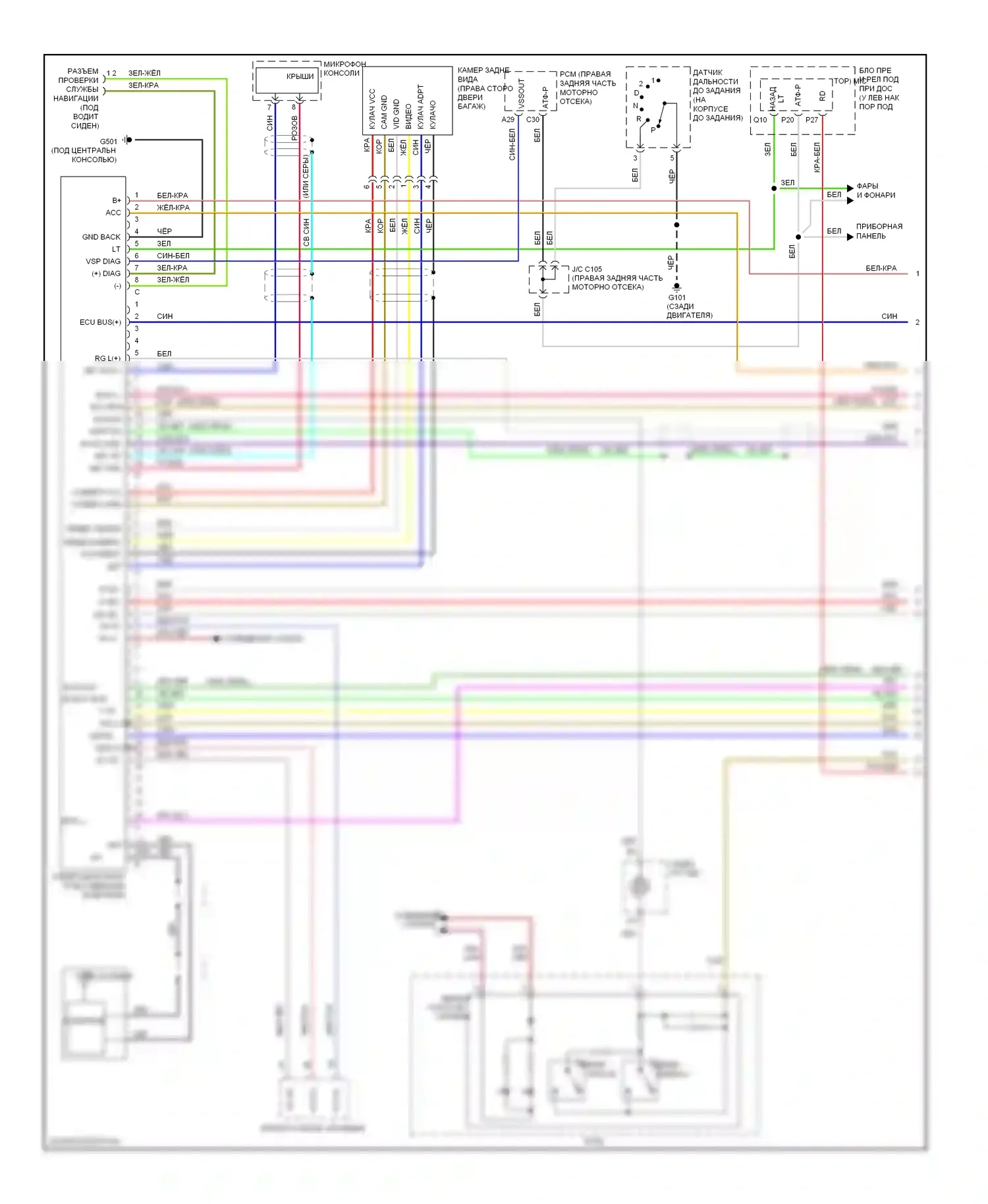 Ridgeline Honda I (2005-2009): Электросхема навигации (1 из 3) 