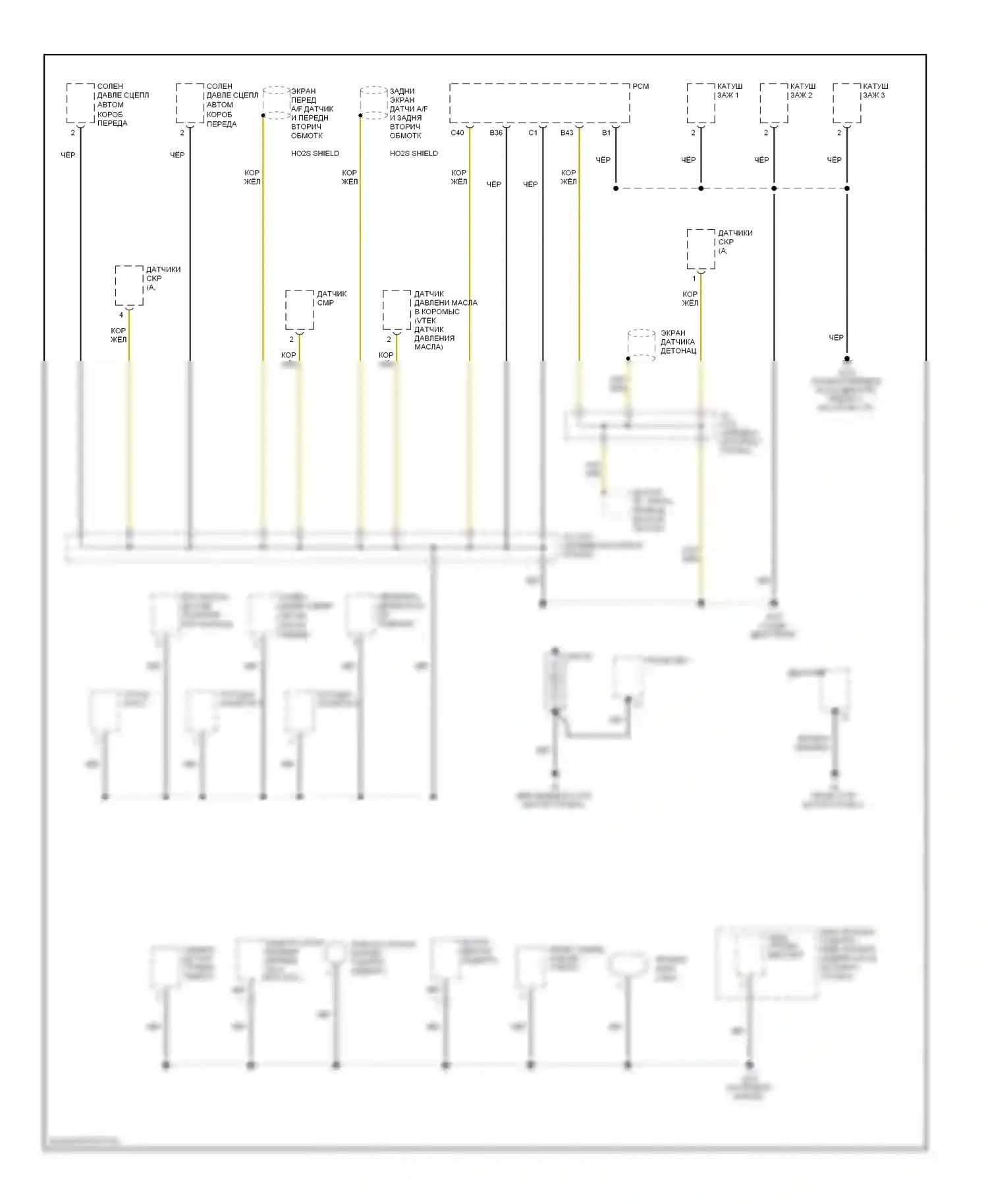 Ridgeline Honda I (2005-2009): Электросхема точек подключения масс (1 из 5) 