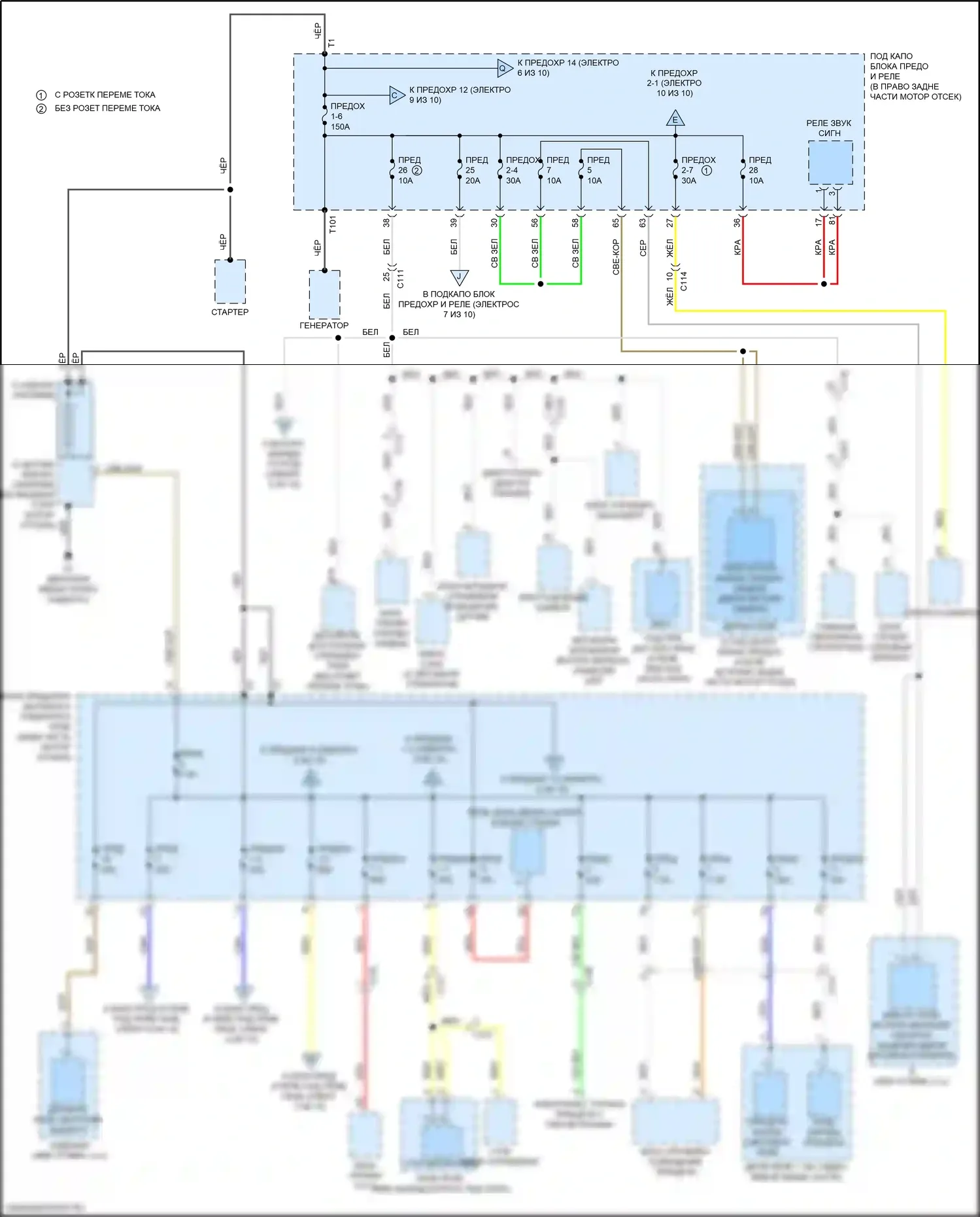 Ridgeline Honda II рестайлинг (2021-2024): Электросхема блока предохранителей реле (1 из 10) 