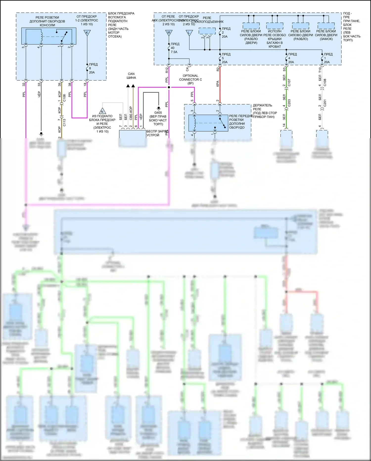 Ridgeline Honda II рестайлинг (2021-2024): Электросхема блока предохранителей реле (5 из 10) 