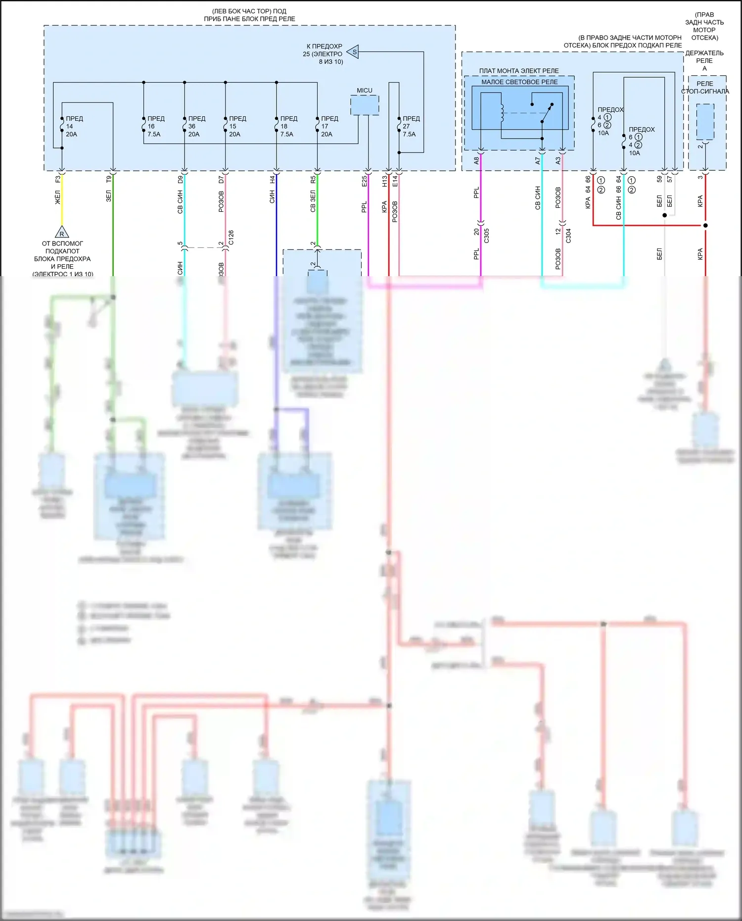 Ridgeline Honda II рестайлинг (2021-2024): Электросхема блока предохранителей реле (7 из 10) 