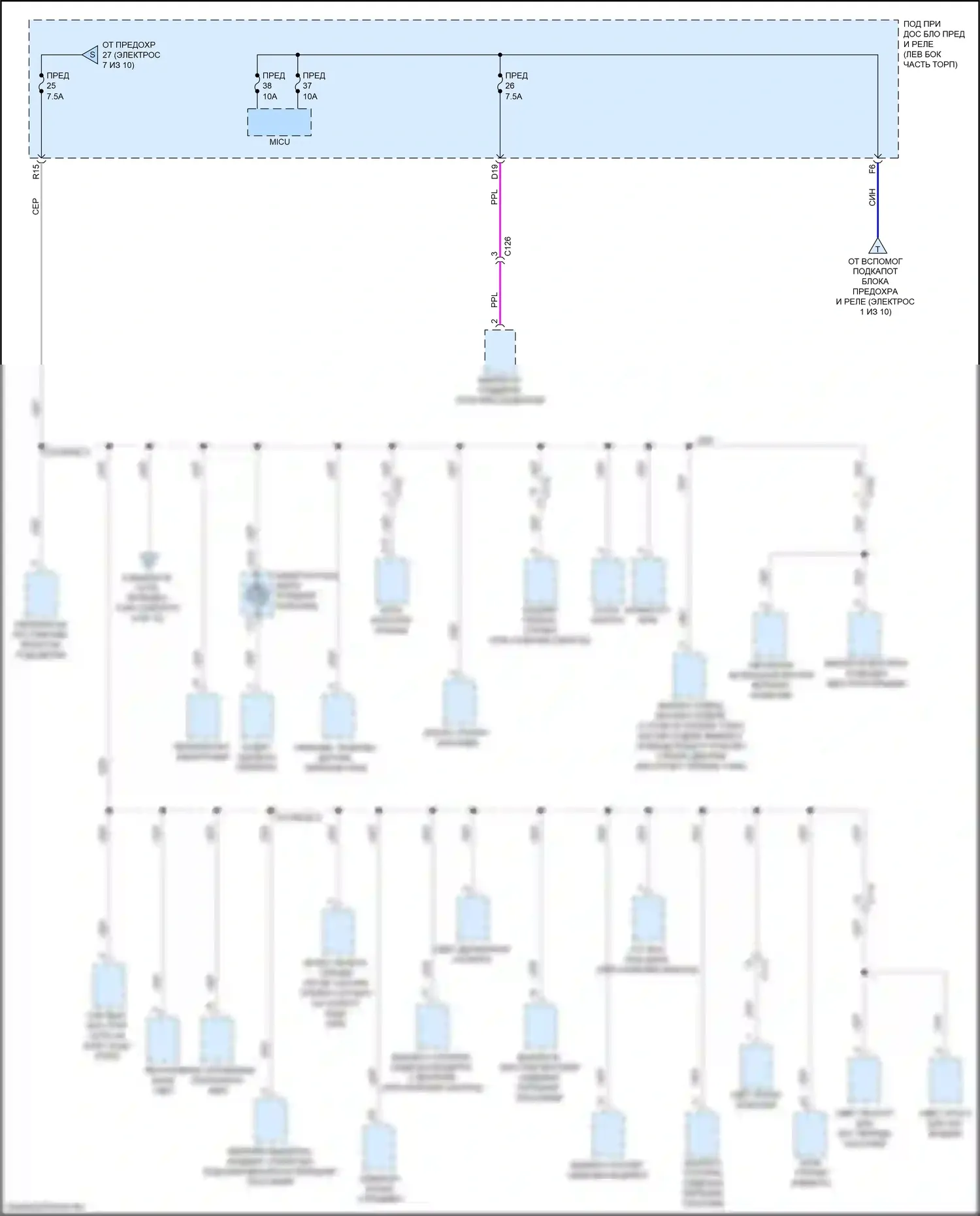 Ridgeline Honda II рестайлинг (2021-2024): Электросхема блока предохранителей реле (8 из 10) 