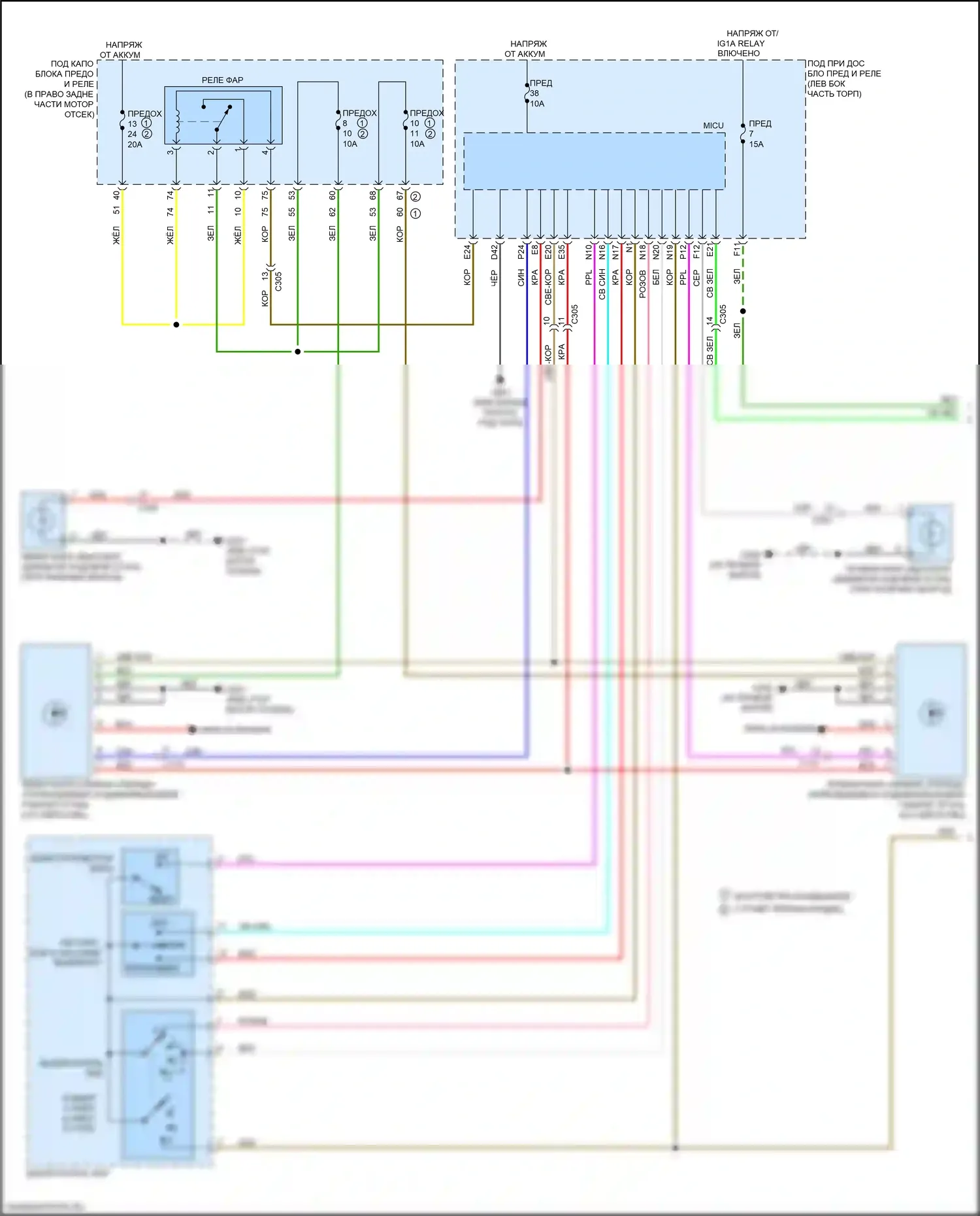 Ridgeline Honda II рестайлинг (2021-2024): Электросхема фар (1 из 2) 