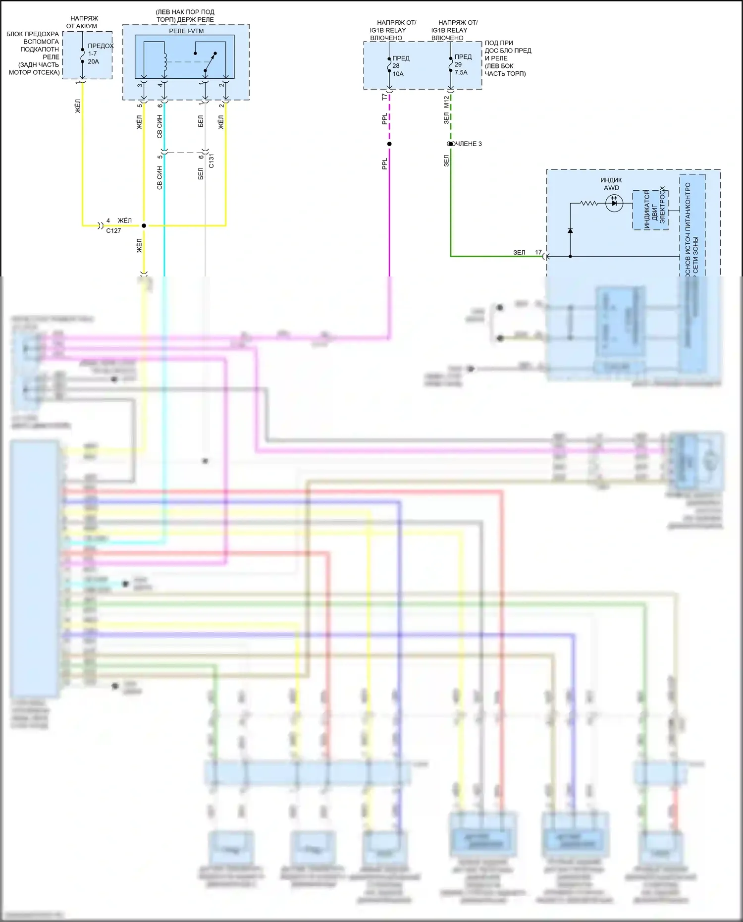 Ridgeline Honda II рестайлинг (2021-2024): Электросхема 4wd 