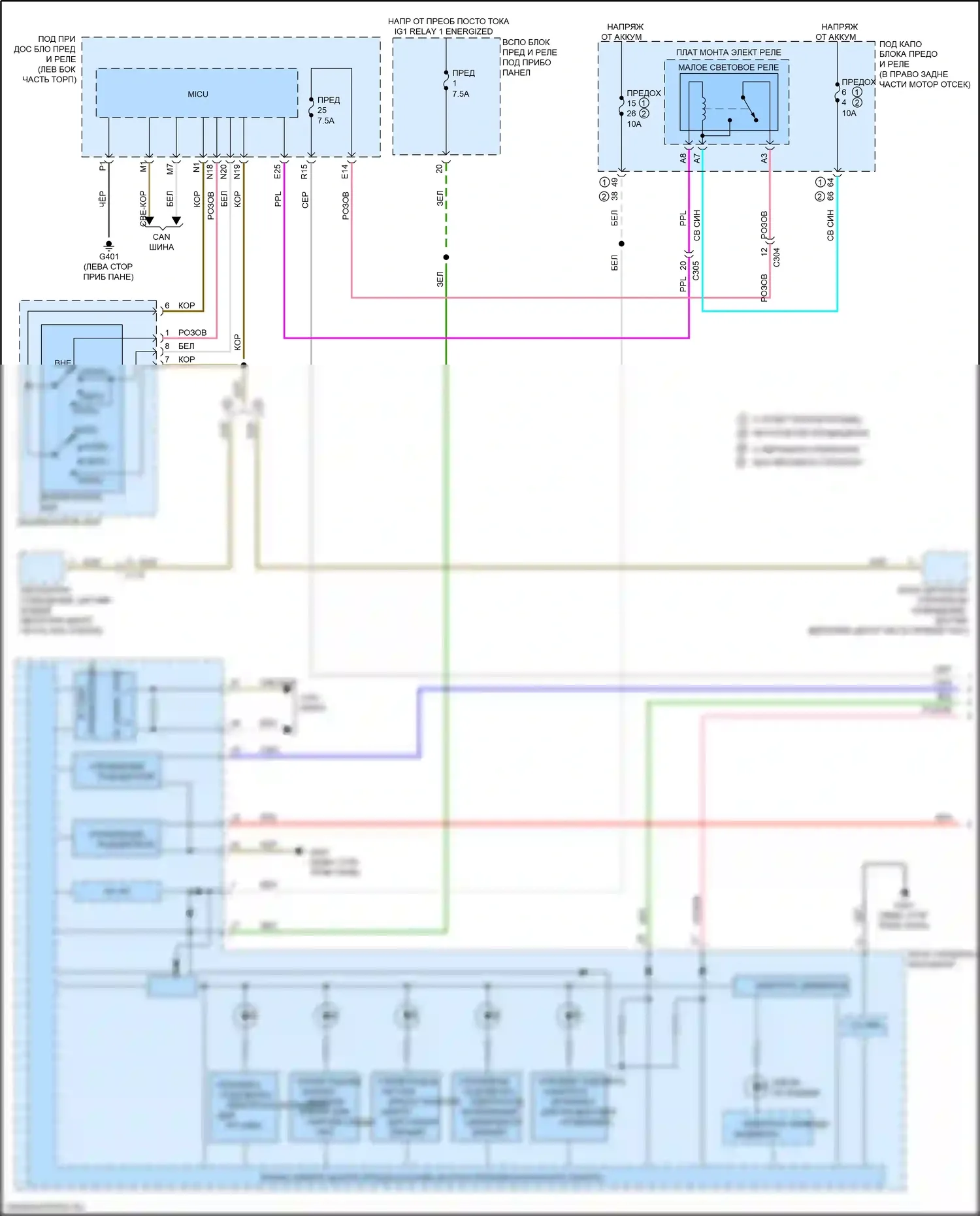 Ridgeline Honda II рестайлинг (2021-2024): Электросхема подсветки приборной панели (1 из 3) 