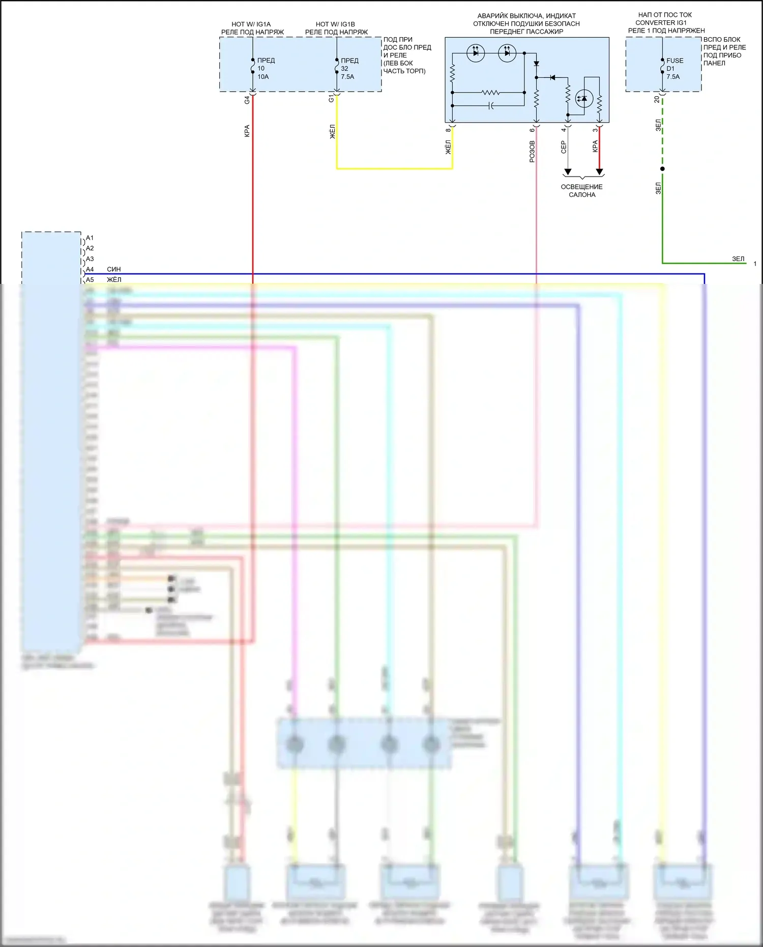 Ridgeline Honda II рестайлинг (2021-2024): Электросхема подушек безопасности (1 из 3) 