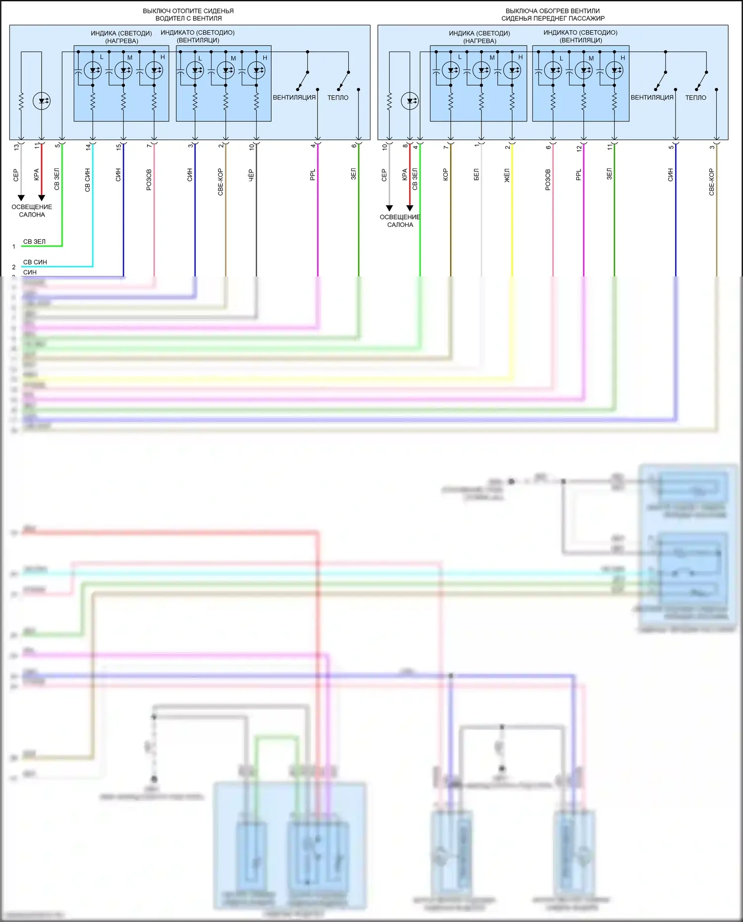 Ridgeline Honda II рестайлинг (2021-2024): Электросхема передних обогреваемых сидений, с вентиляцией (2 из 2) 