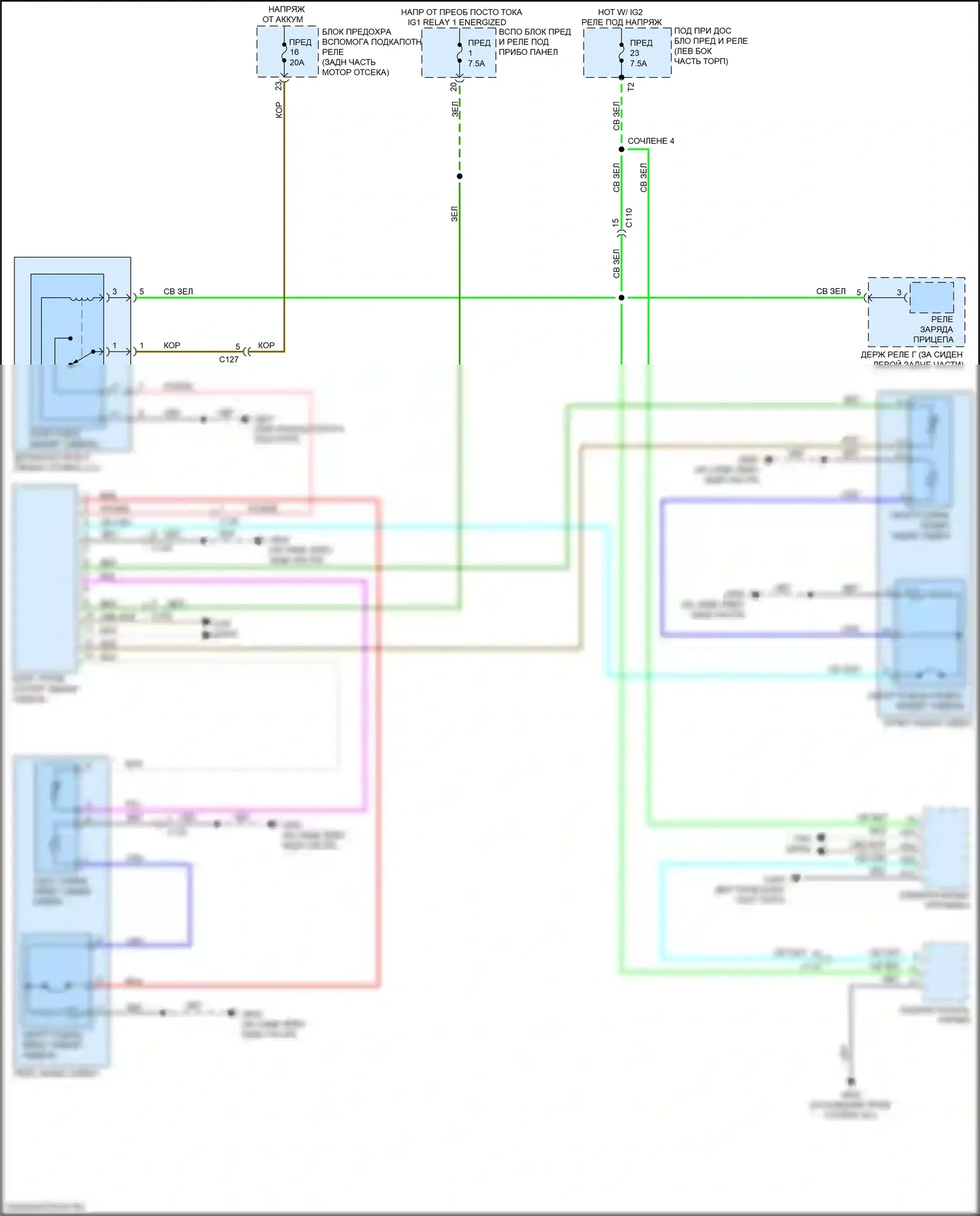 Ridgeline Honda II рестайлинг (2021-2024): Электросхема задних обогреваемых сидений 