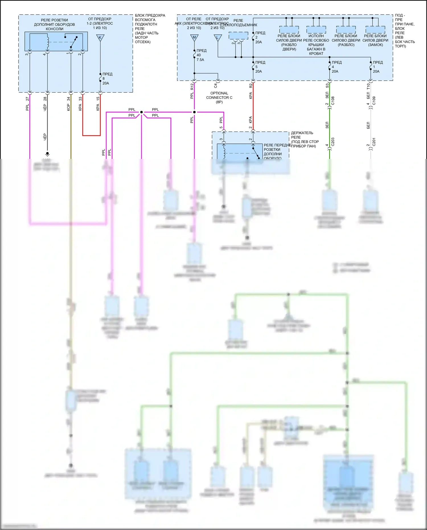 Ridgeline Honda II (2016-2021): Электросхема блока предохранителей реле (5 из 10) 