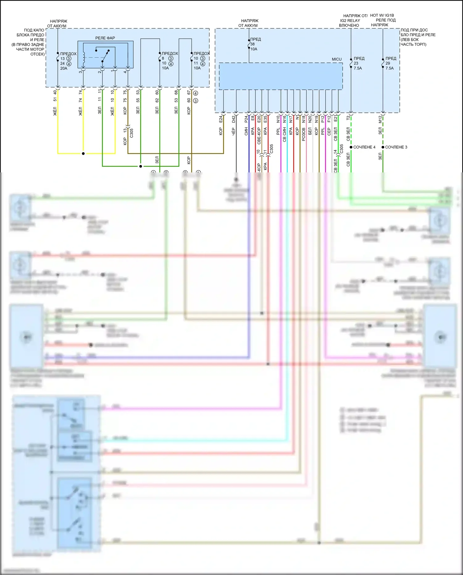 Ridgeline Honda II (2016-2021): Электросхема фар (1 из 2) 