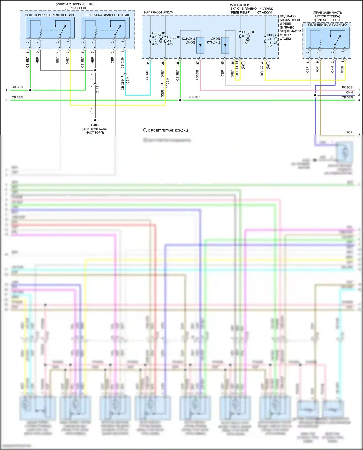 Ridgeline Honda II (2016-2021): Электросхема климат контроля (2 из 3) 
