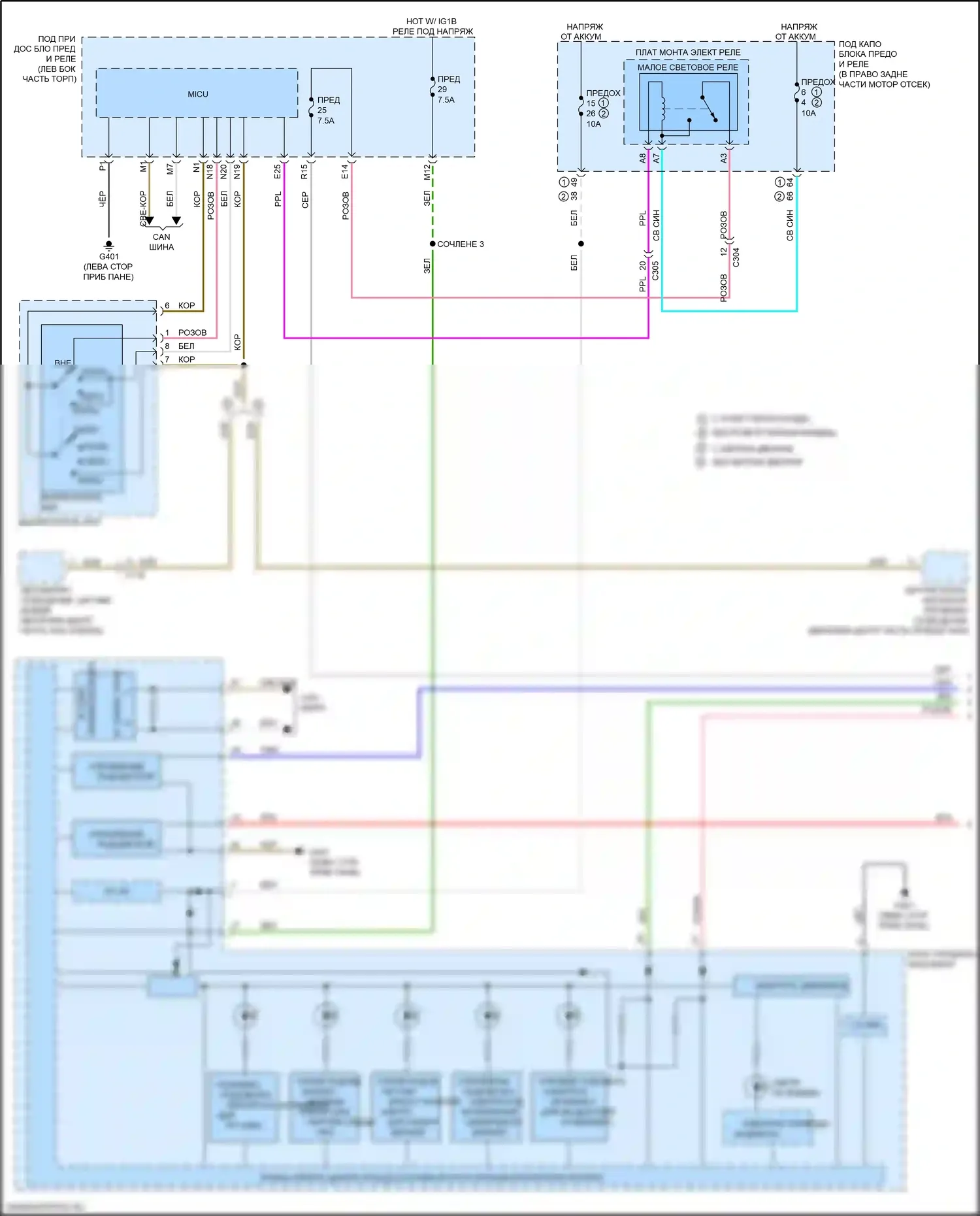 Ridgeline Honda II (2016-2021): Электросхема подсветки приборной панели (1 из 3) 