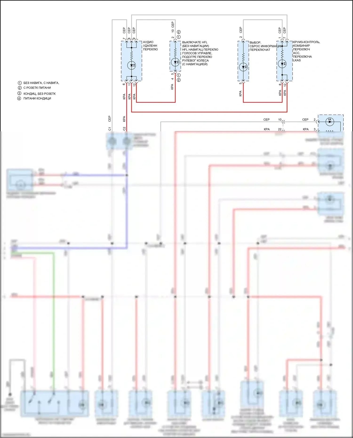 Ridgeline Honda II (2016-2021): Электросхема подсветки приборной панели (2 из 3) 