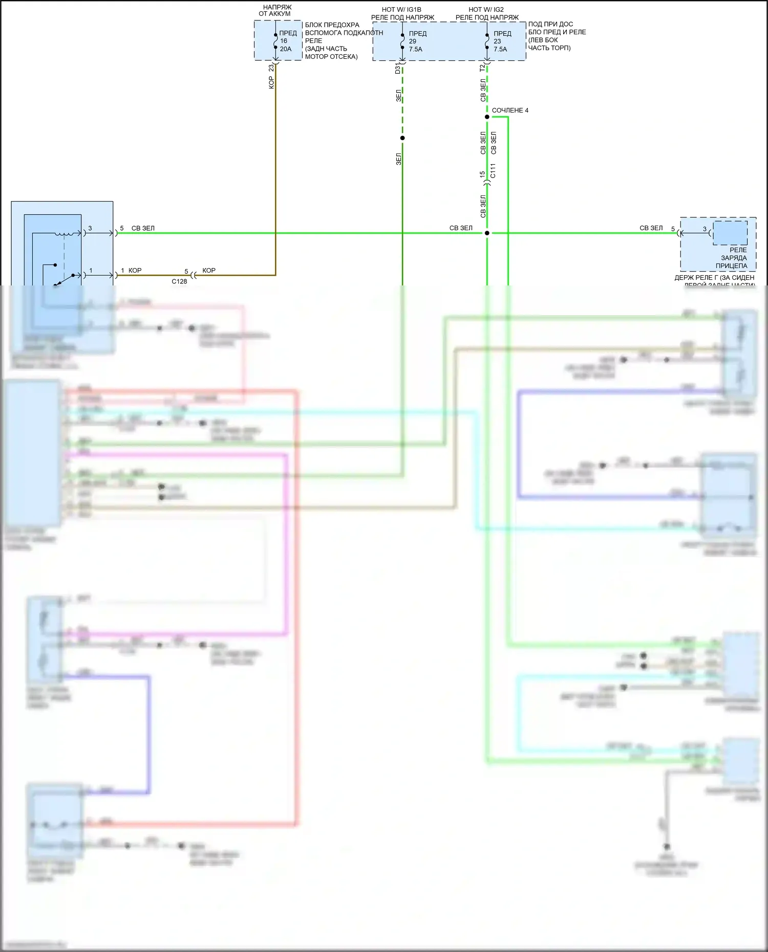 Ridgeline Honda II (2016-2021): Электросхема задних обогреваемых сидений 