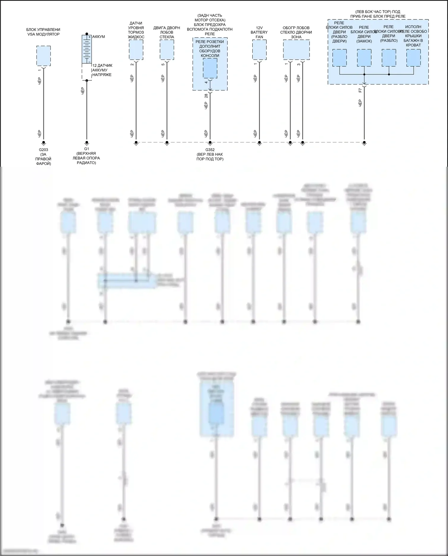 Ridgeline Honda II (2016-2021): Электросхема разводки массы (6 из 7) 