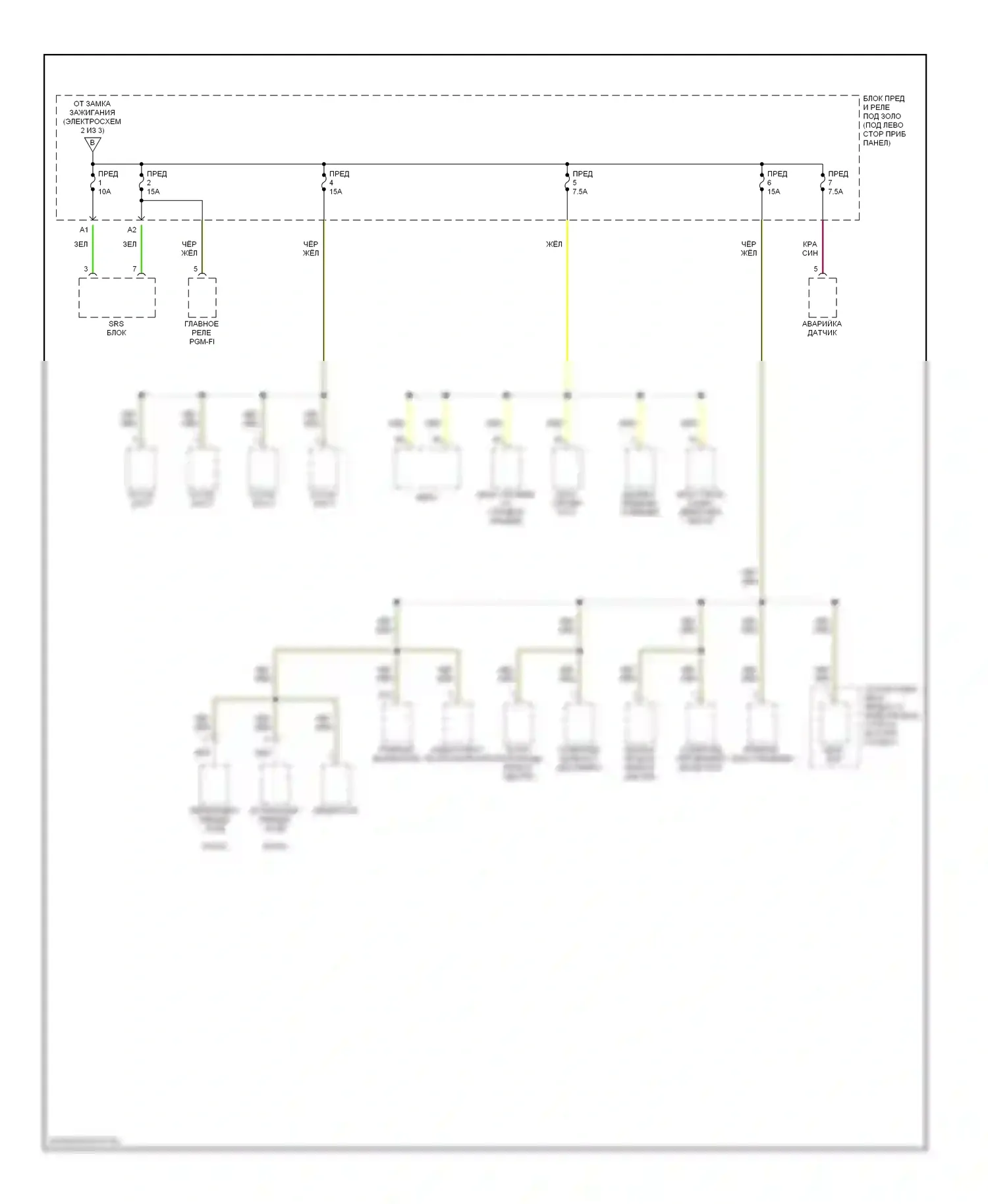 S2000 Honda AP1 (1999-2003): Электросхема блока предохранителей реле (3 из 3) 